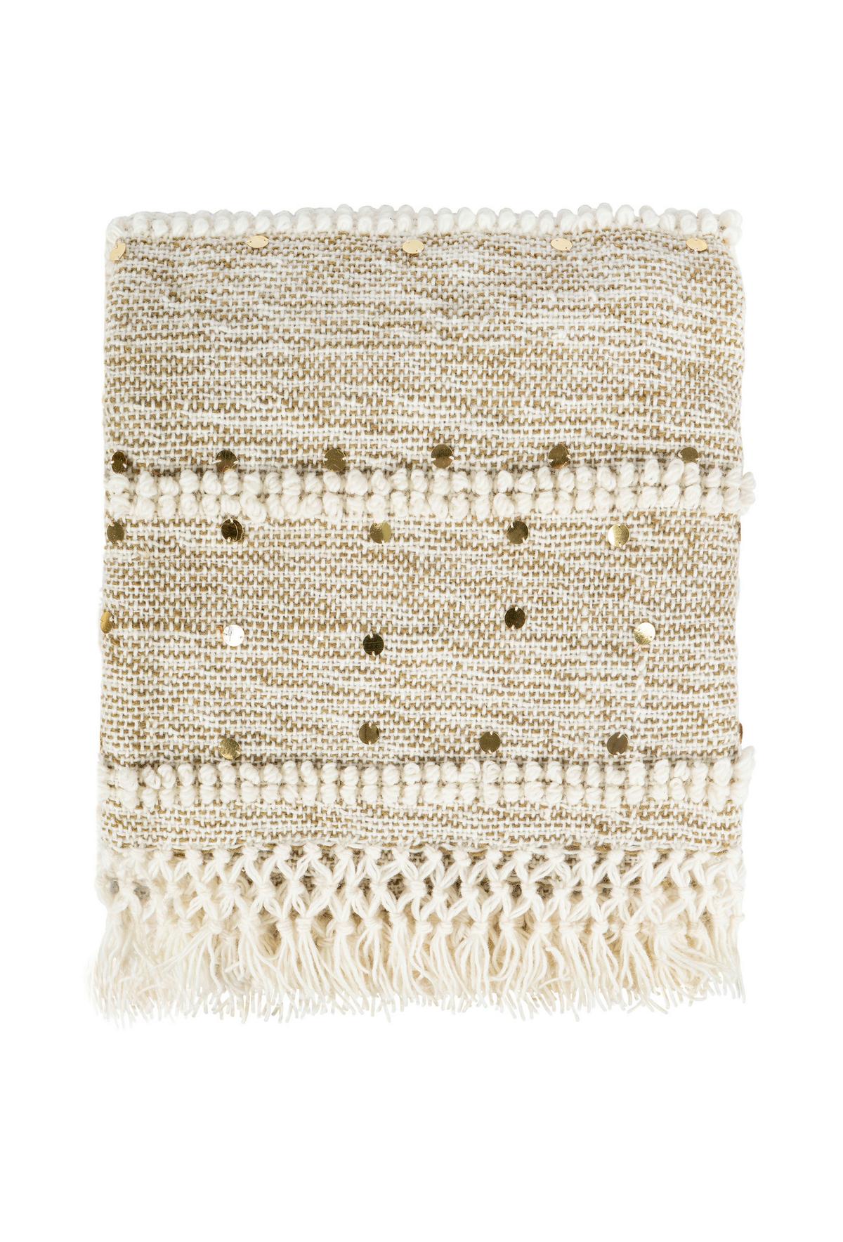 Decke Bohist 425 Creme/Dunkelgrün B: 130 cm - Dunkelgrün/Creme, KONVENTIONELL, Kunststoff/Textil (130/170cm)