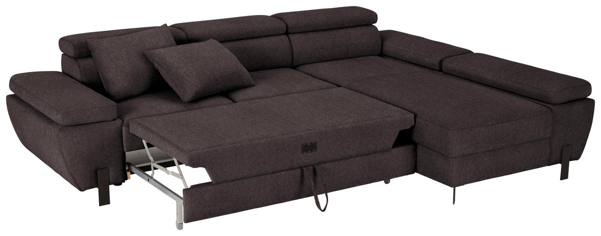 Rohová sedačka MILNA, pravá, grafitová - čierna/grafitová, Modern, kov/drevo (277/90/189cm) - Mömax