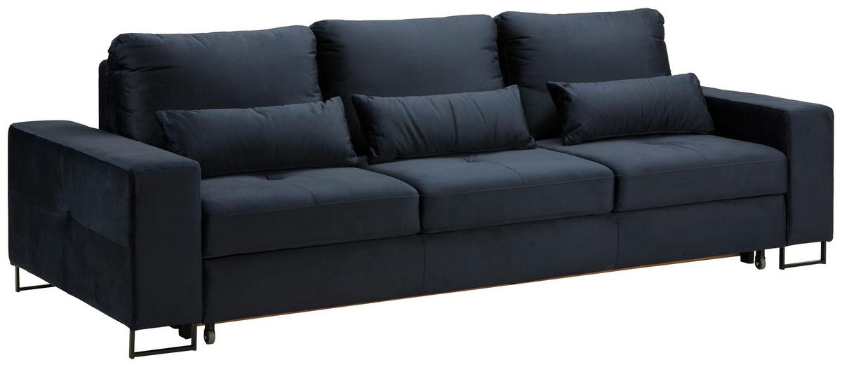 Rozkládací pohovka SIMONE, tmavě modrá - černá/tmavě modrá, Moderní, kov/textil (261/77-87/116cm) - Mömax