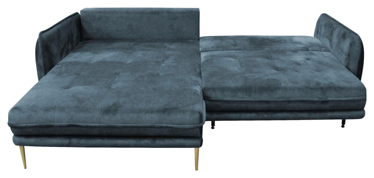Ecksofa Whisper Blau S: 196x264 cm - Blau/Goldfarben, Design, Textil (196/264cm) - MID.YOU