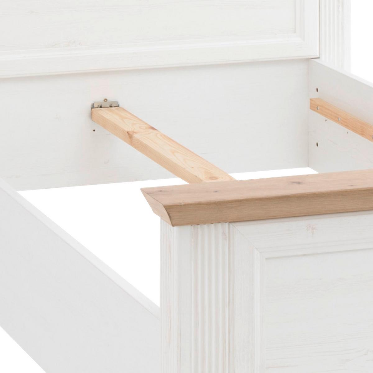 Bett Landhaus-stil 100x200 Jasmin Ii Weiß/eiche Artisan - Schwarz/Weiß, LIFESTYLE, Holzwerkstoff (100/200cm)