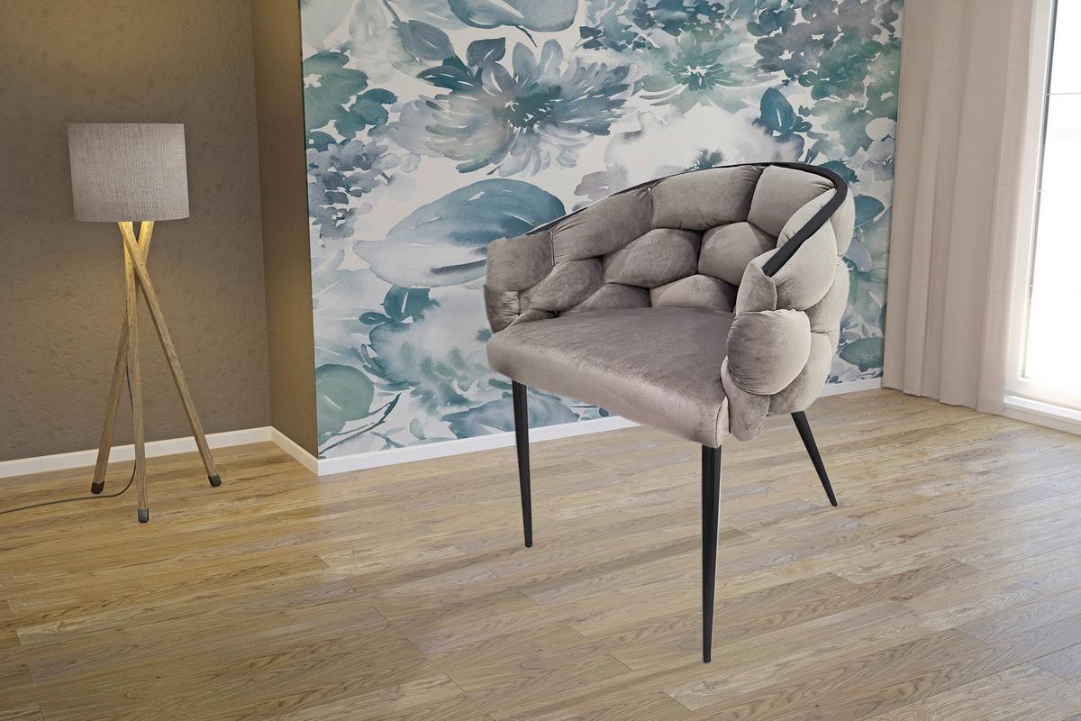 Armlehnstuhl-set Grace 125 - Taupe/Schwarz, MODERN, Textil/Metall (65/79/61cm) - Kayoom