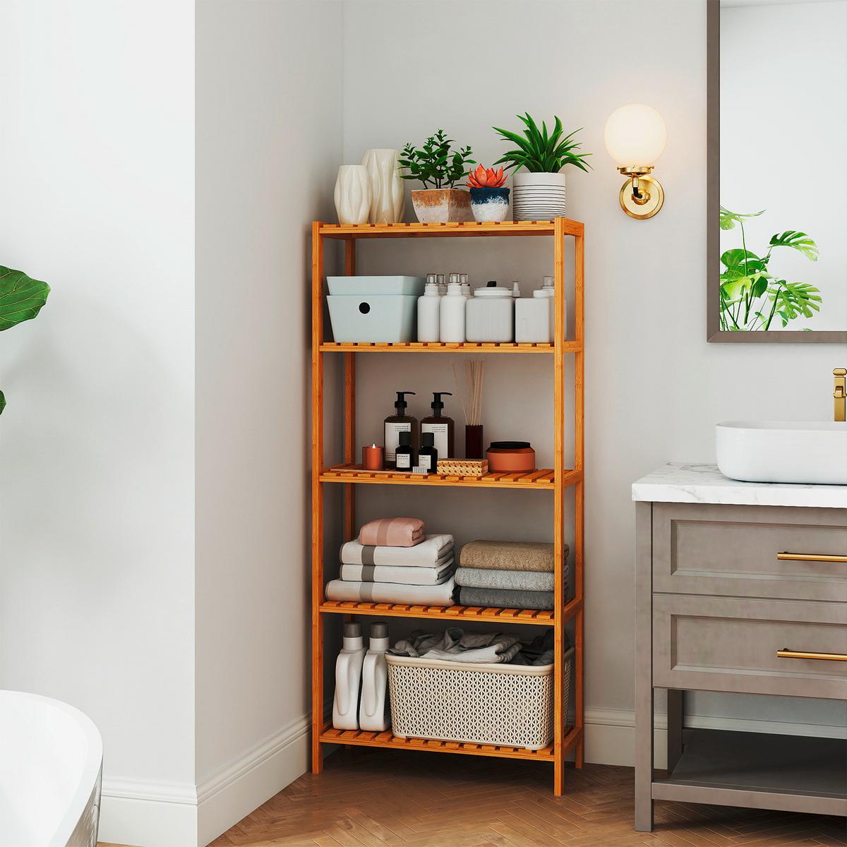 Badezimmerregal Naturfarben B: 60 cm - Naturfarben, Basics, Holz (60/130/26cm)