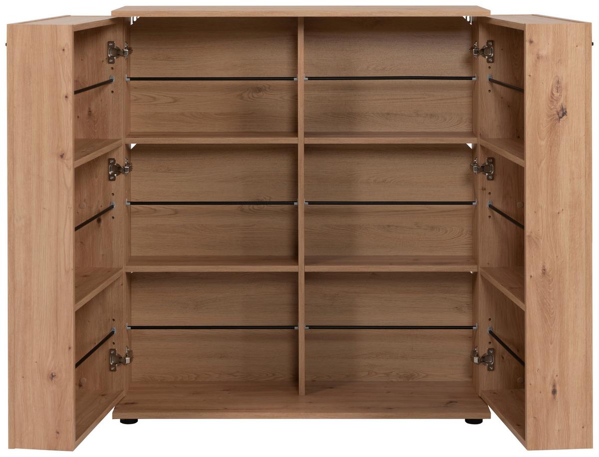 Schuhschrank Satos Eiche Dekor für 24 Paare B: 100 cm - Schwarz/Eiche Artisan, MODERN, Holzwerkstoff (100/110/33,8cm) - MID.YOU
