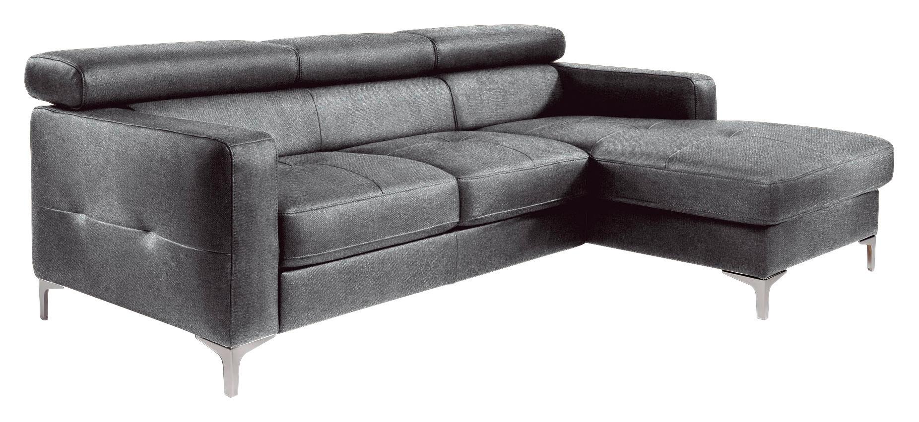 Ecksofa Mit Schlaffunktion Sammy Grau - Chromfarben/Grau, Design, Textil (226/169cm) - Livetastic