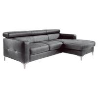 Ecksofa Sammy Grau Mit Kopfteilverstellung - Chromfarben/Grau, Design, Textil (226/169cm) - Livetastic