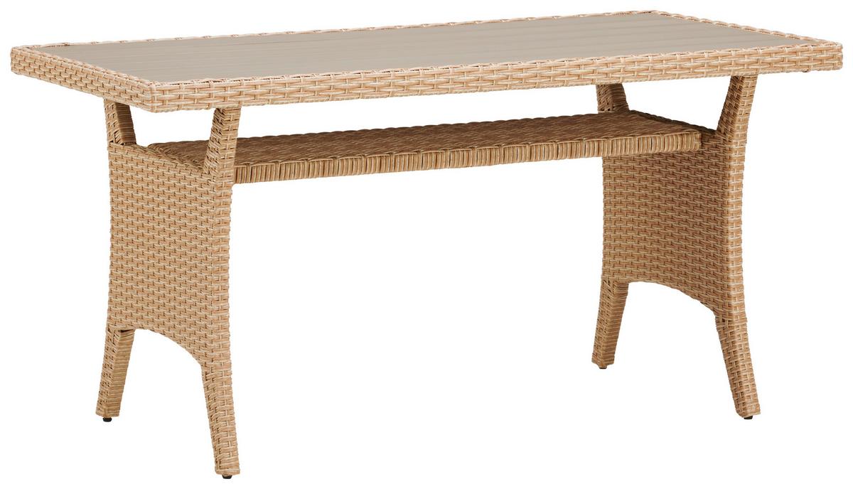 Loungegarnitur 6-tlg. Porto- Multi, Polyrattan Mit Kissen - Hellbraun/Grau, MODERN, Kunststoff/Textil (190/237cm) - Beldano