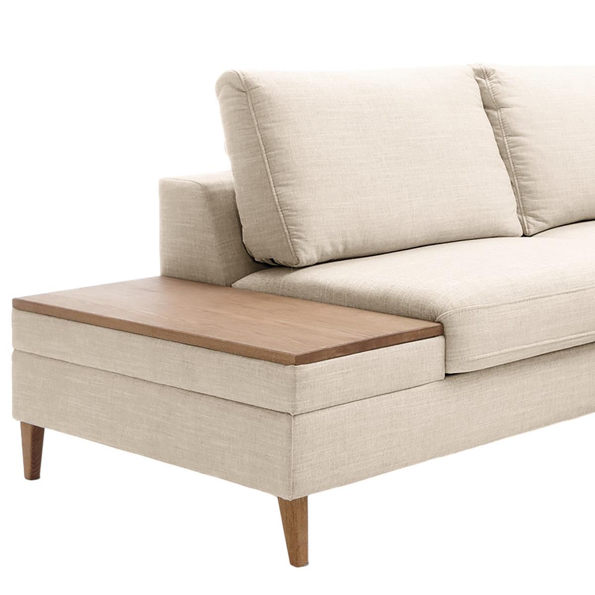 Ecksofa Alika Silberfarbens: 204x260 cm - Eschefarben/Silberfarben, MODERN, Textil (204/260cm) - Trendmanufaktur