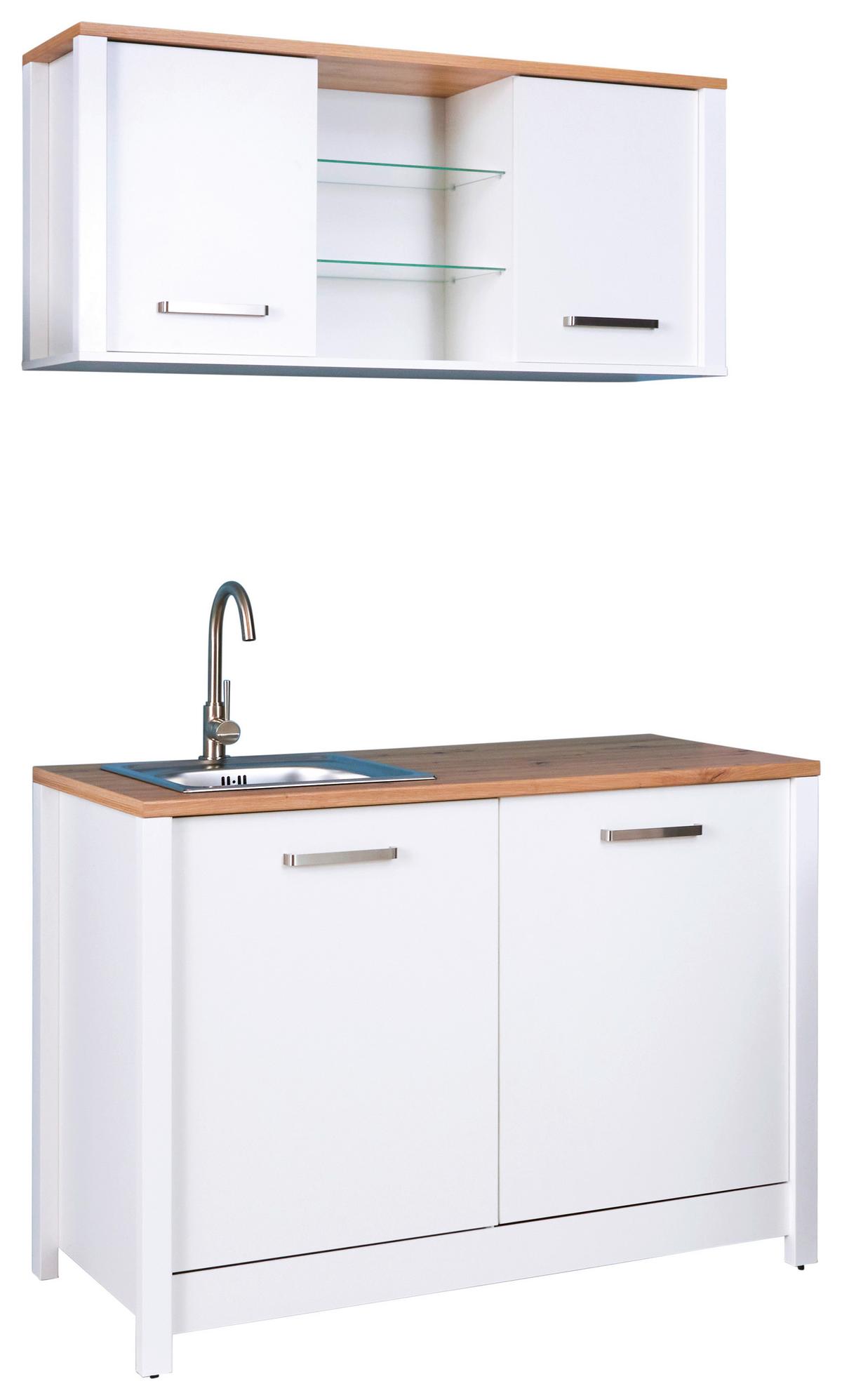 Závesná skrinka SAN SAN - biela/dub artisan, Romantik / Landhaus, kov/kompozitné drevo (130,3/57,5/33cm) - Mömax