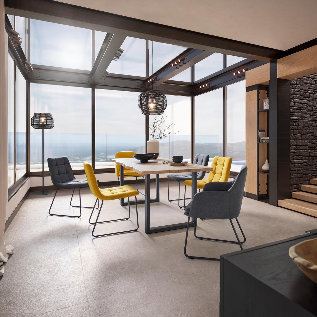 Stolička s podrúčkami MIA tmavosivá - čierna/tmavosivá, Modern, kov/textil (55,5/83/55cm) - Bessagi Home