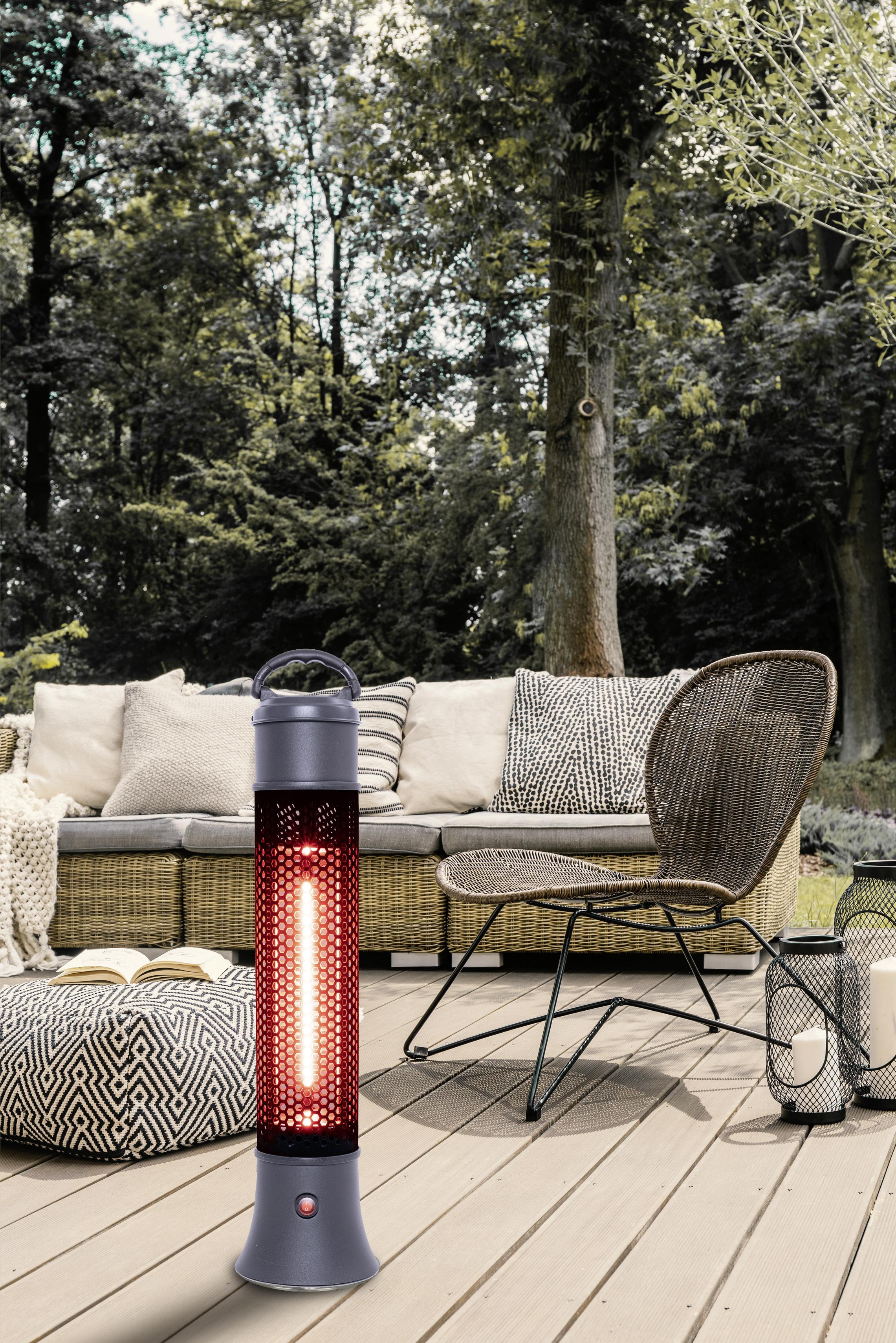 Terasový Zářič Steel Max. 1200 Watt - černá, Moderní, kov (16/16/64cm)