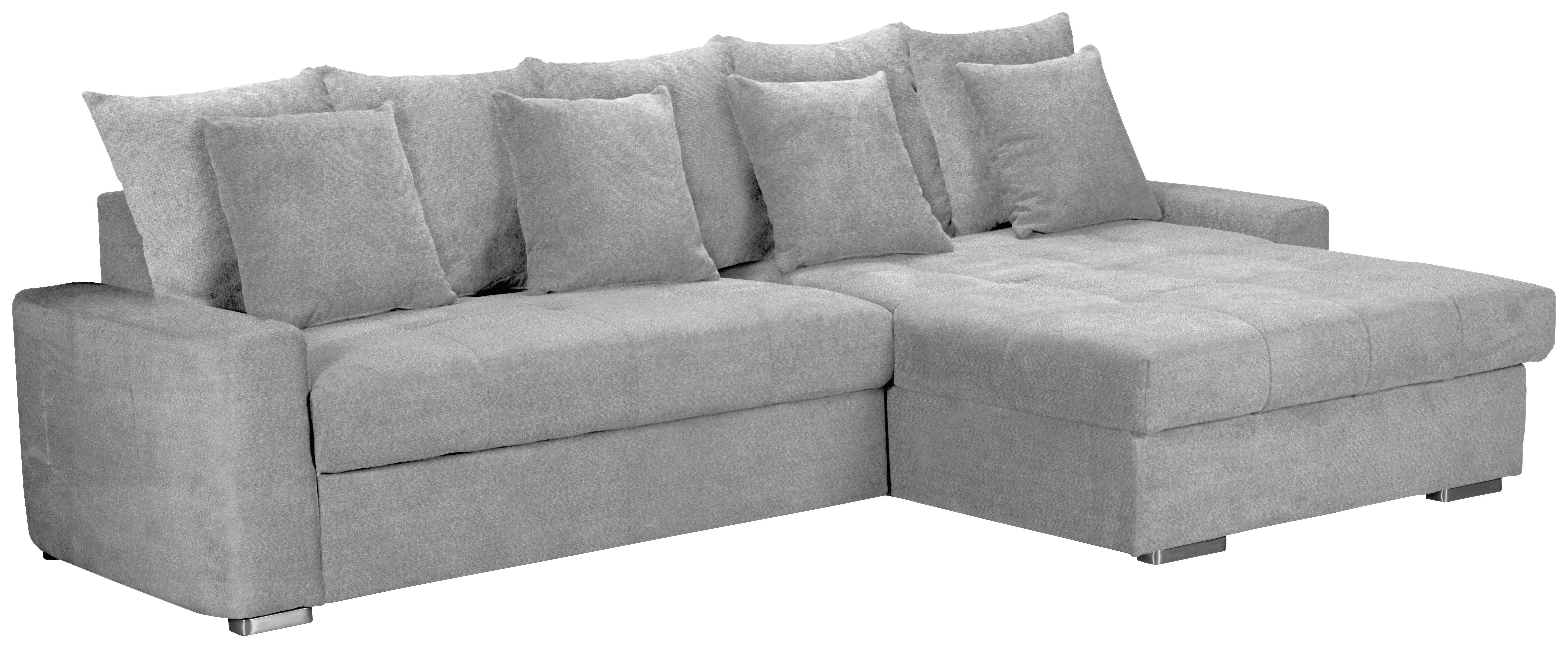 Ecksofa mit Schlaffunktion Salvador inkl. Bettkasten Grau - Wengefarben/Silberfarben, MODERN, Holz/Textil (293/164cm) - MID.YOU