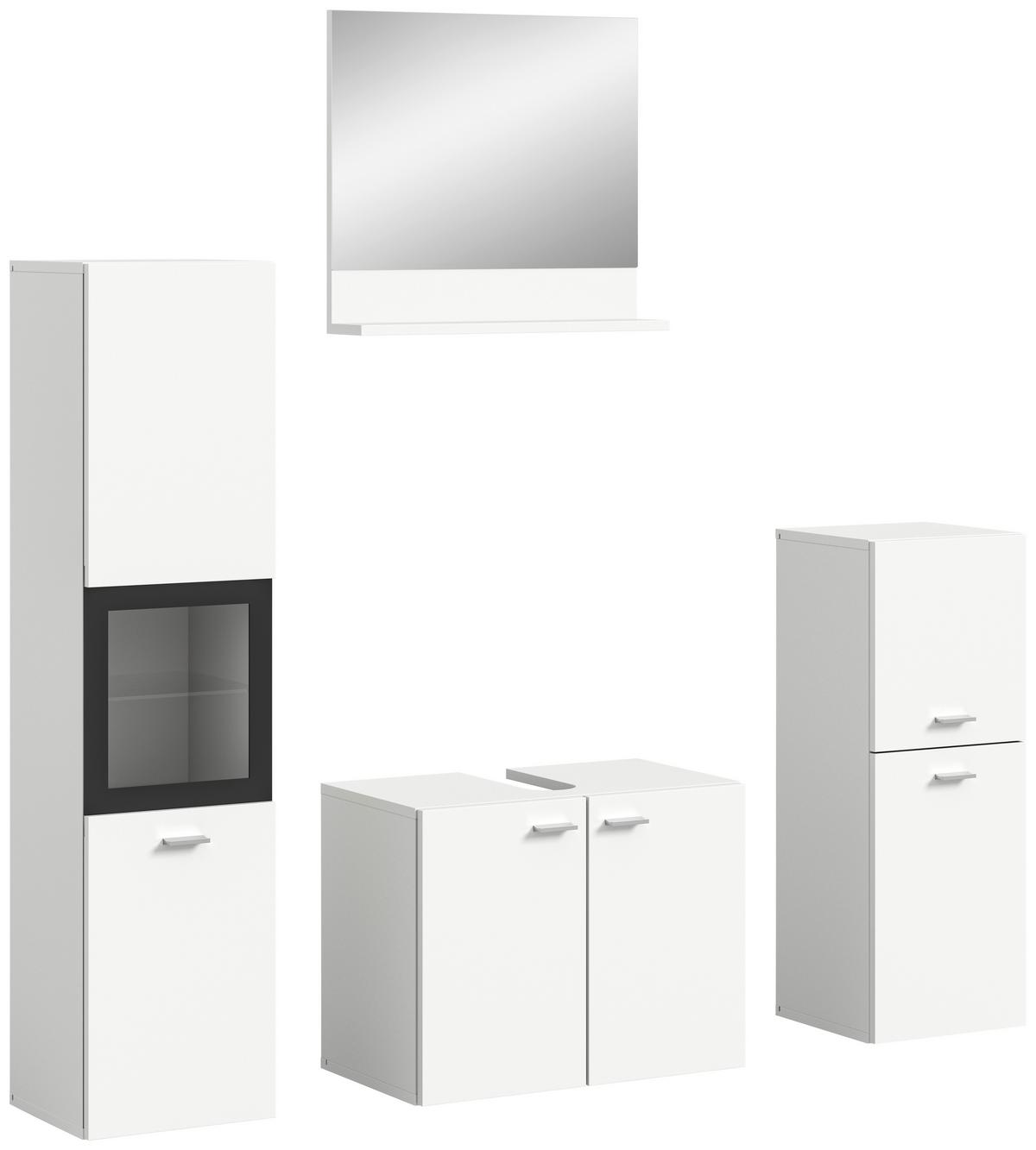 Badezimmer Boston Weiß B: 117 Cm - Silberfarben/Weiß, MODERN, Glas/Holzwerkstoff (117cm) - MID.YOU