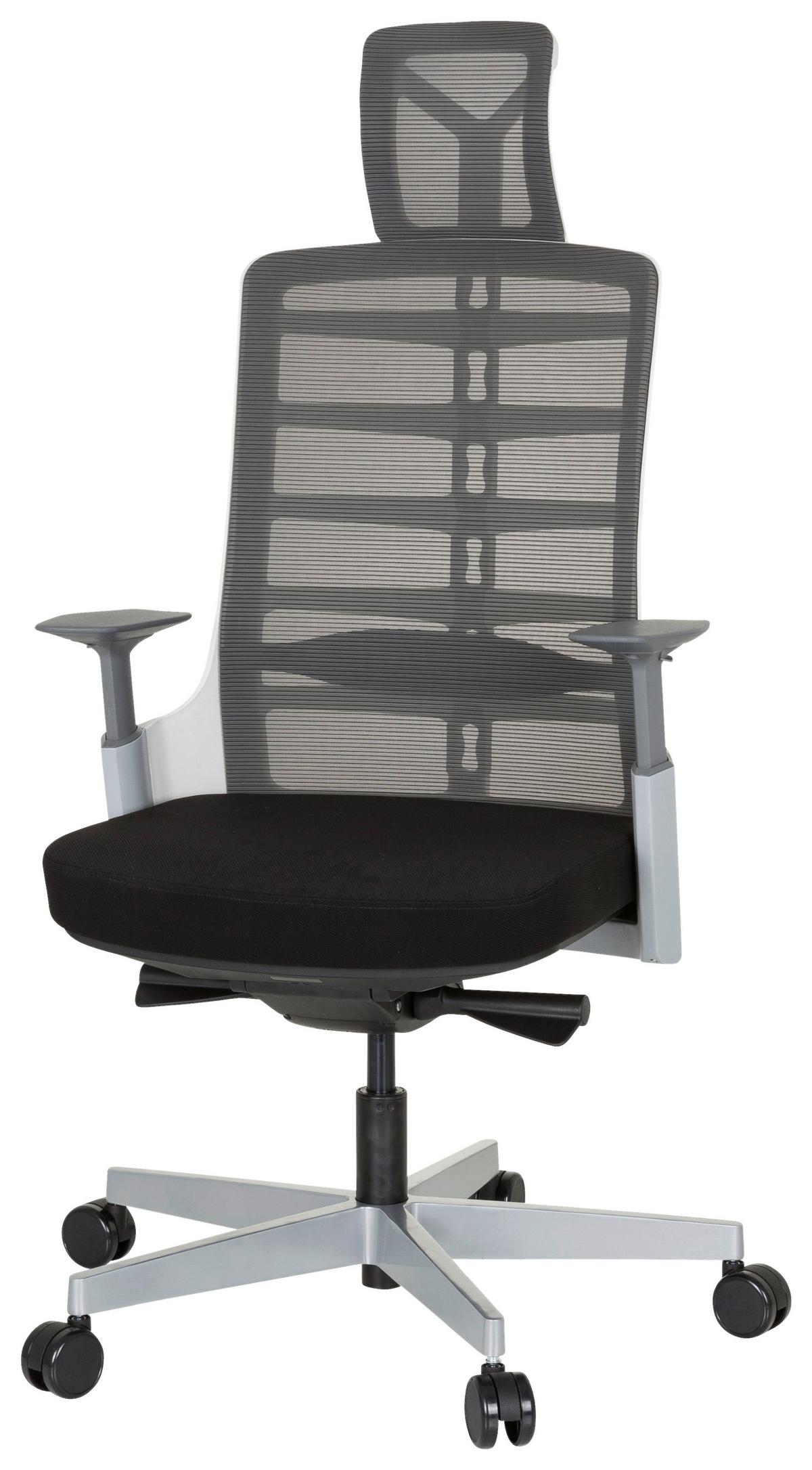 Drehstuhl Skarif Grau/schwarz/weiß - Alufarben/Schwarz, MODERN, Kunststoff/Textil (64/128/62cm) - MID.YOU