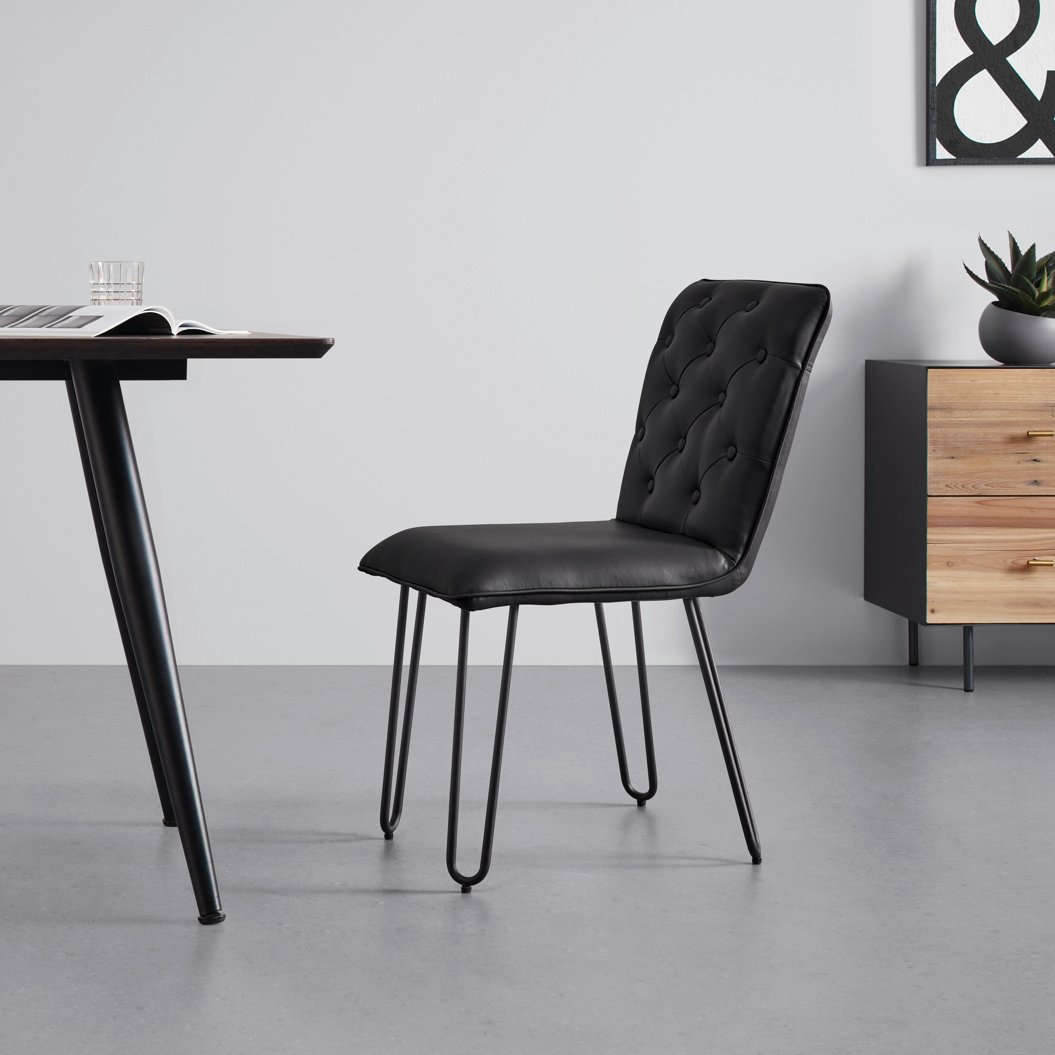 Židle Ivie - černá koženka - černá, Moderní, kov/dřevo (43/86/62cm) - P & B