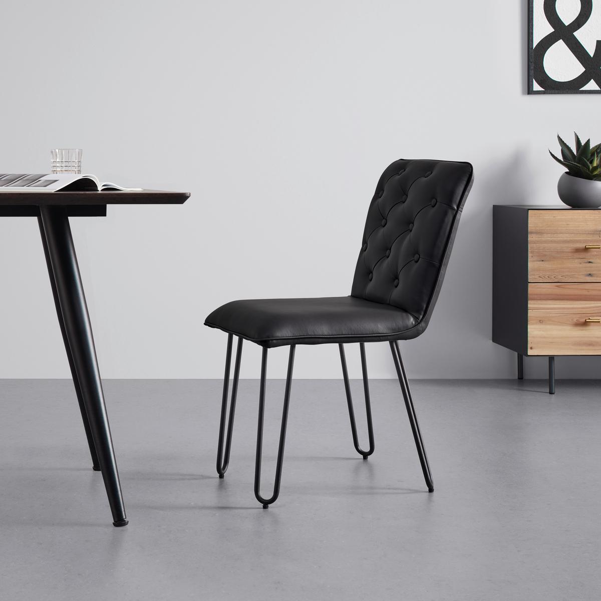 Židle Ivie - černá koženka - černá, Moderní, kov/dřevo (43/86/62cm) - P & B