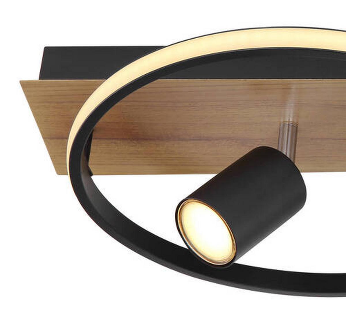 LED-Deckenleuchte 67309-36 - Dunkelbraun/Opal, Design, Holz/Kunststoff (62/32/16,5cm) - Globo