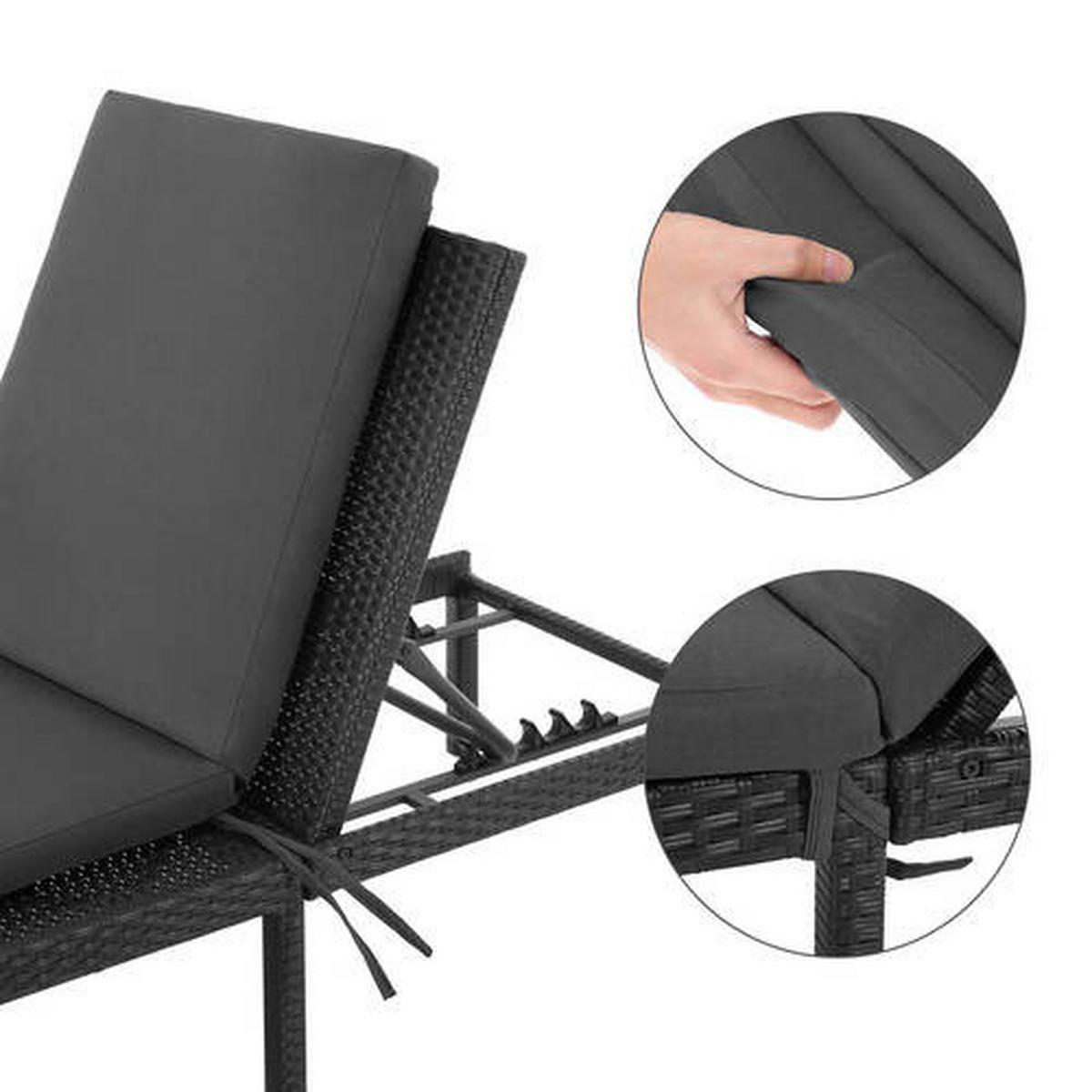 Gartenliege Schwarz Klappbar, B: 59 Cm - Schwarz, MODERN, Kunststoff/Textil (59/33/198cm) - Modante