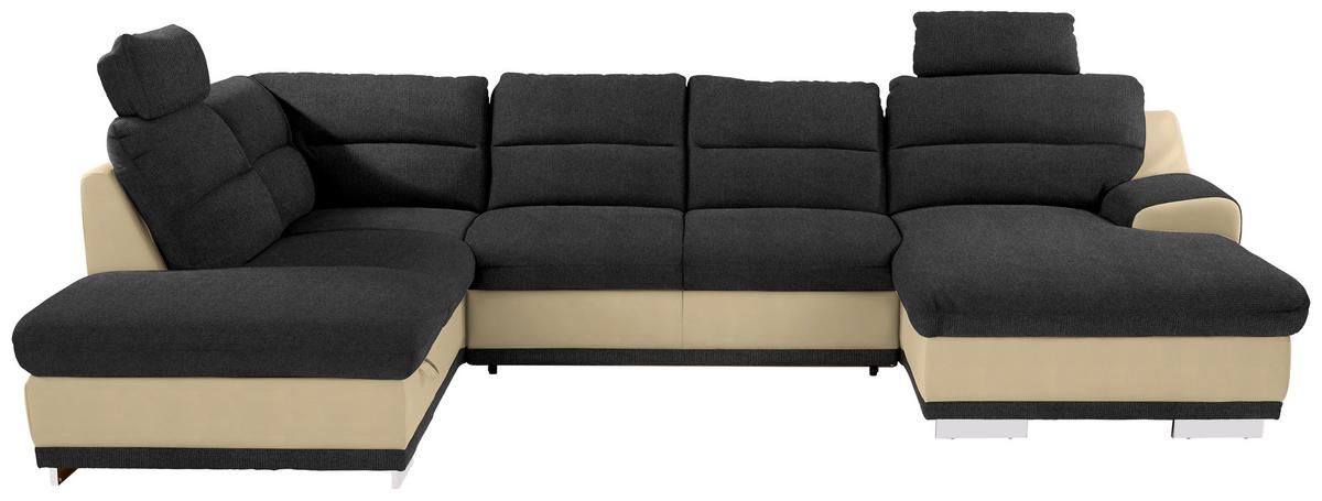 Sedacia súprava do U Seaside čierna / prírodná - čierna/prírodná farba, Konventionell, kov/textil (218/334/165cm) - Luca Bessoni