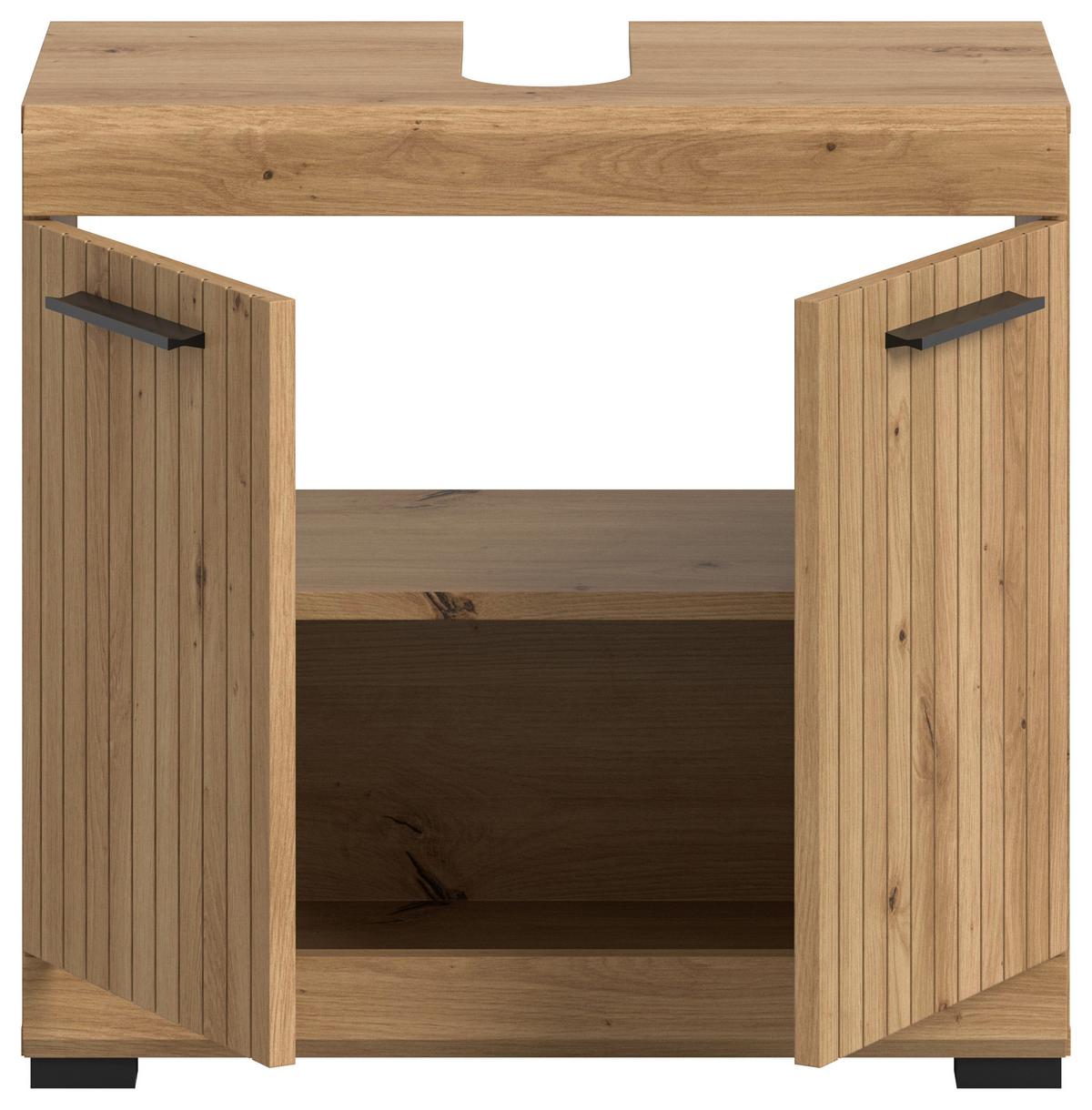 Waschbeckenunterschrank Scout Eiche Artisan Dekor B: 60cm - Schwarz/Eiche Artisan, Trend, Holzwerkstoff (60/56/34cm) - MID.YOU