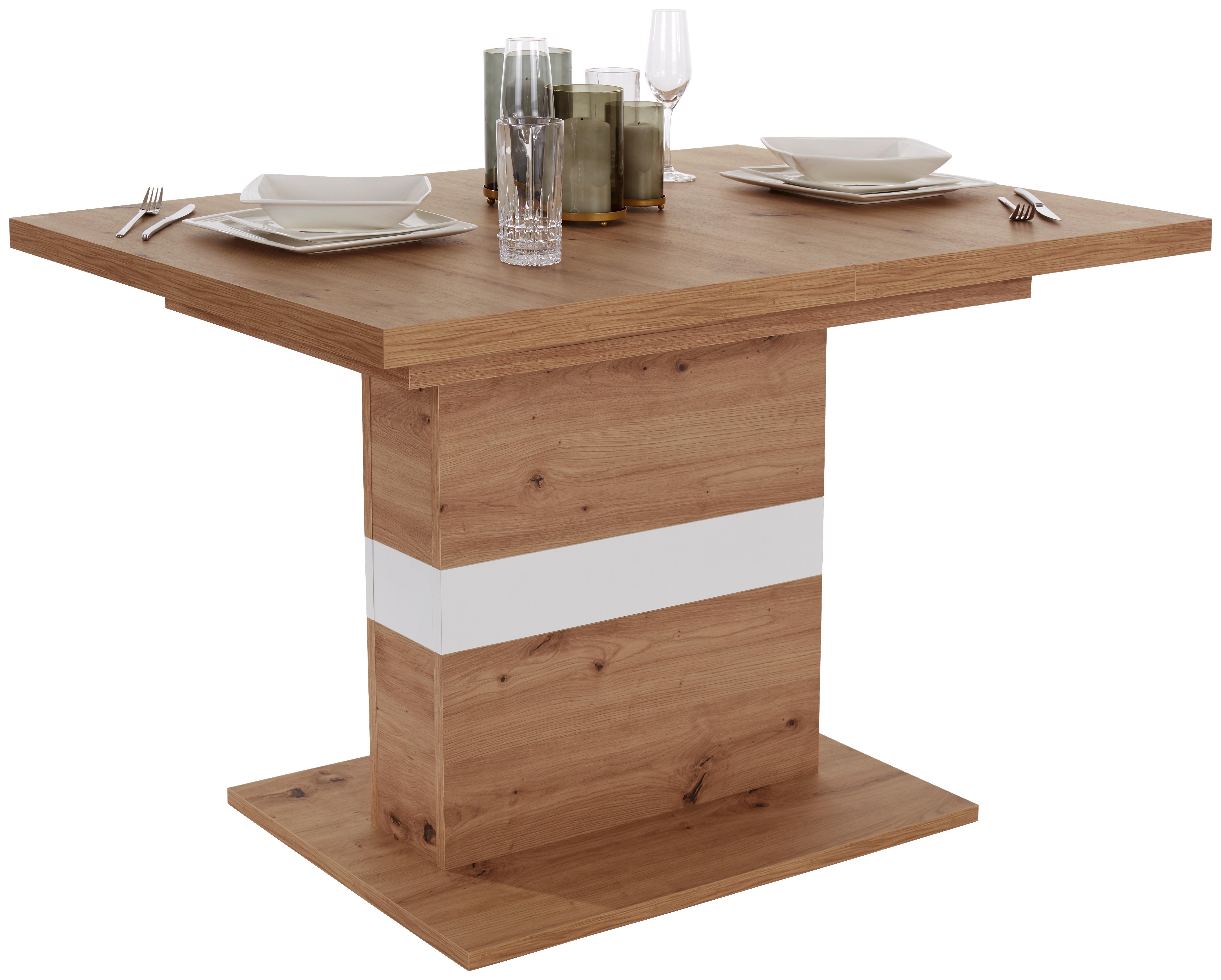 Kihúzható Asztal Kashmir - Tölgyfa/Világosszürke, modern, Faalapú anyag (120/75,9/80cm) - James Wood