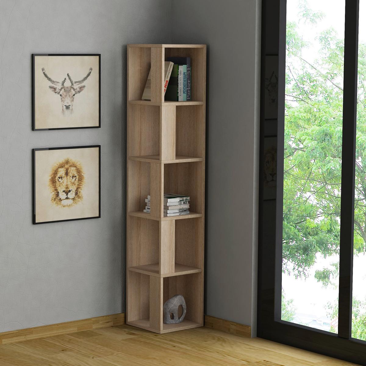 Eckregal Piano Eckregal - Eichefarben, Design, Holzwerkstoff (32/159/32cm) - Livetastic