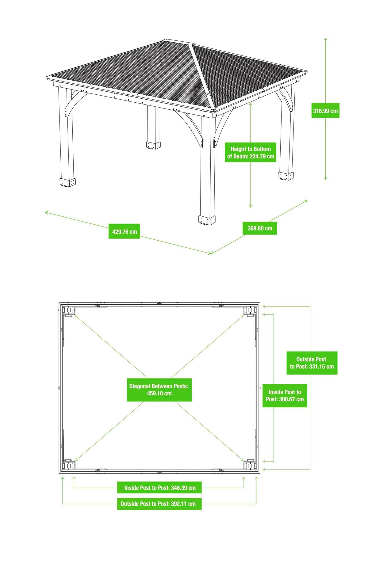 Pavillon Devon 427x365cm Wetterfest - Bronzefarben/Mokka, Basics, Holz/Metall (427/317,5/365cm)