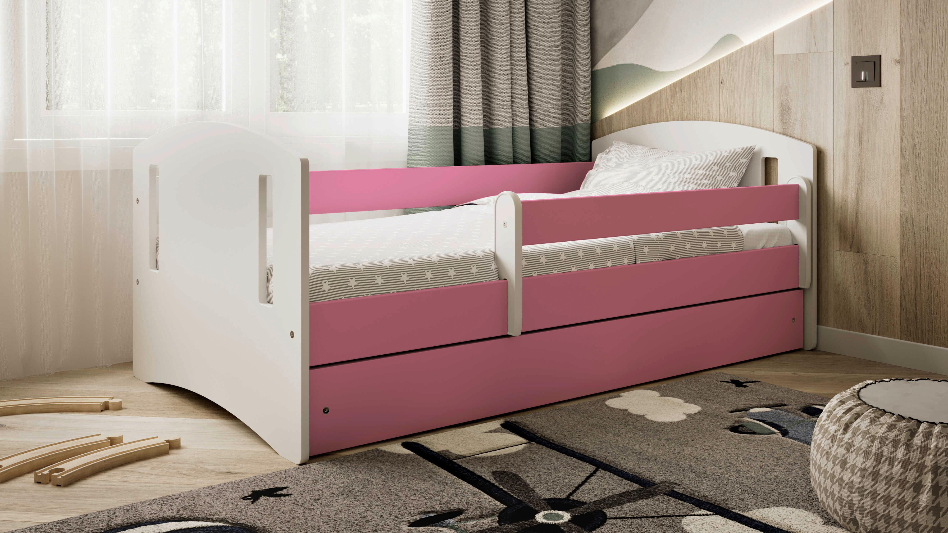 KINDER-/JUNIORBETT Classic Pink/Weiß 80x180cm - Pink/Birkefarben, MODERN, Holz/Holzwerkstoff (80/180cm) - MID.YOU