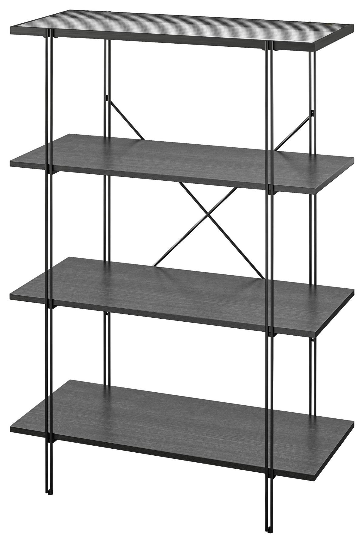 Regal Wainwright Schwarz 79 cm - Schwarz, Design, Glas/Holzwerkstoff (79/117/35cm)