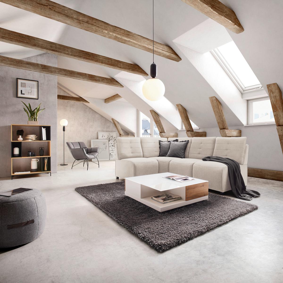 Sedací souprava VICTORIE béžová - béžová, Moderní, dřevo/textil (215/90/83cm) - Bessagi Home
