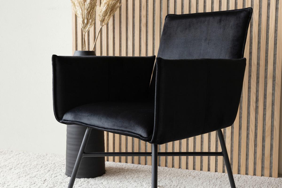 Stuhl Petra - Schwarz, Design, Textil/Metall (57/87/60cm) - Livetastic