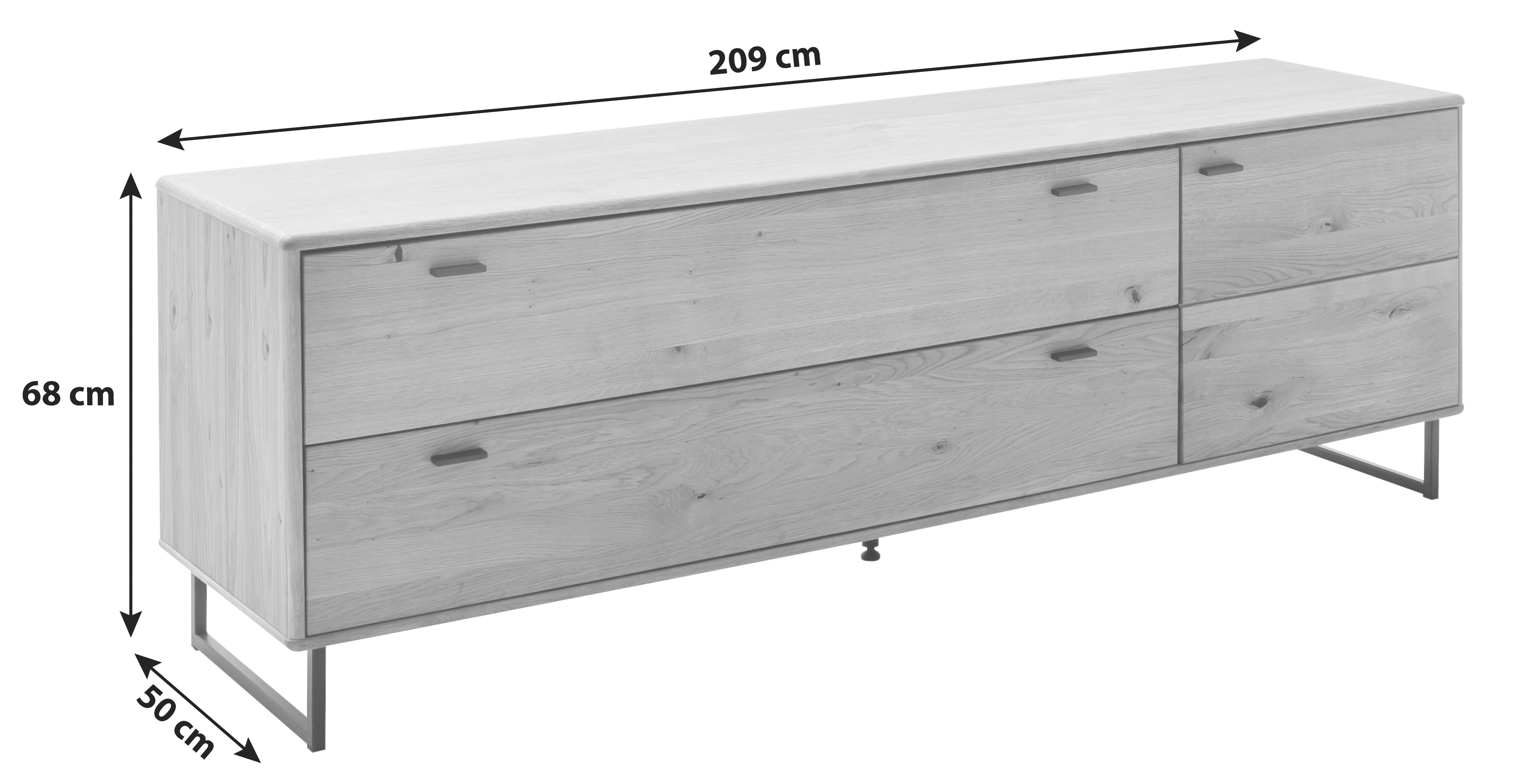 Lowboard Arezzo B: 209 cm Wildeiche - Wildeiche/Anthrazit, Design, Holz/Holzwerkstoff (209/68/50cm) - MID.YOU