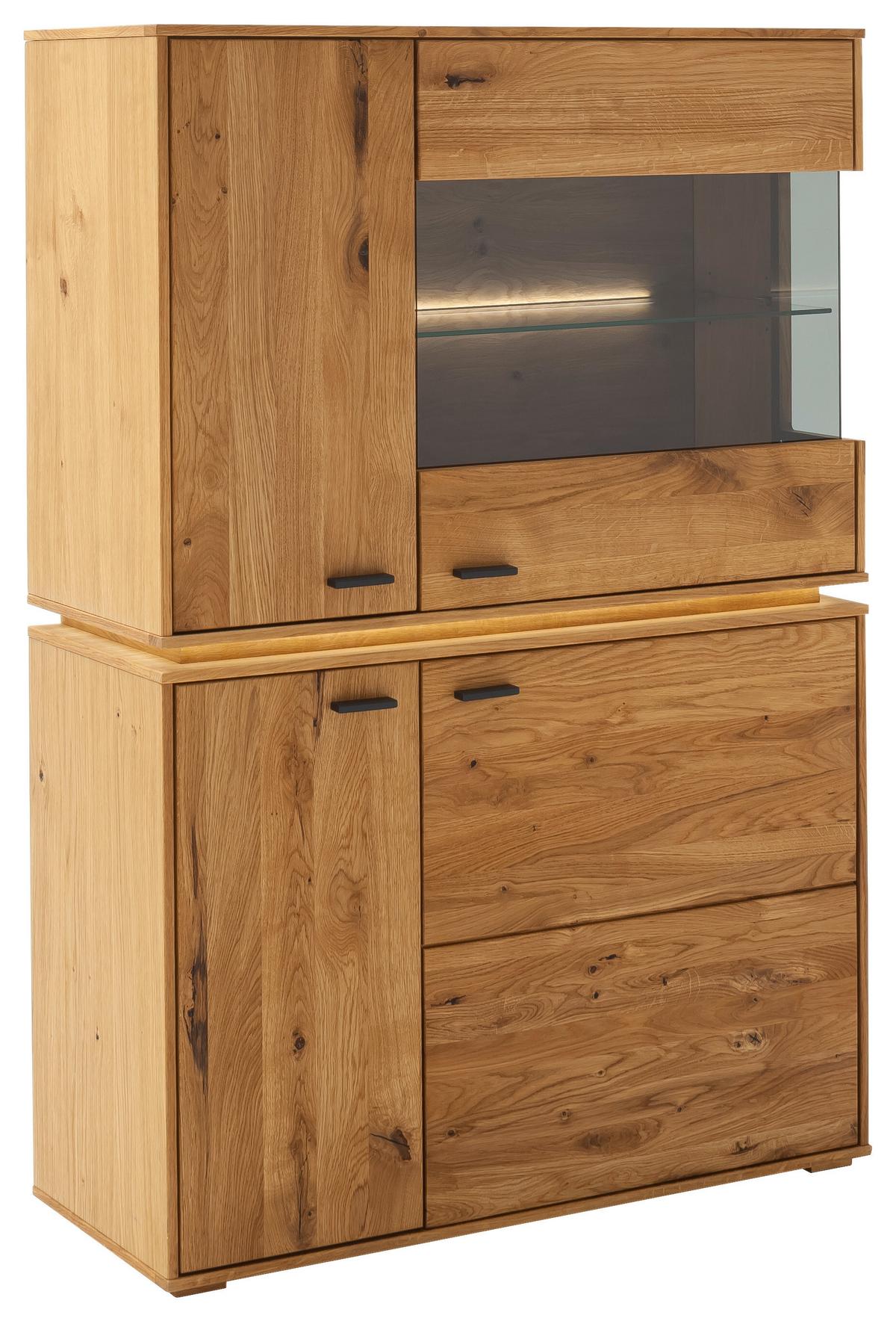 Highboard teilmassiv B: 93 cm Como Wildeiche - Wildeiche, Natur, Glas/Holz (93/137/38cm) - MID.YOU