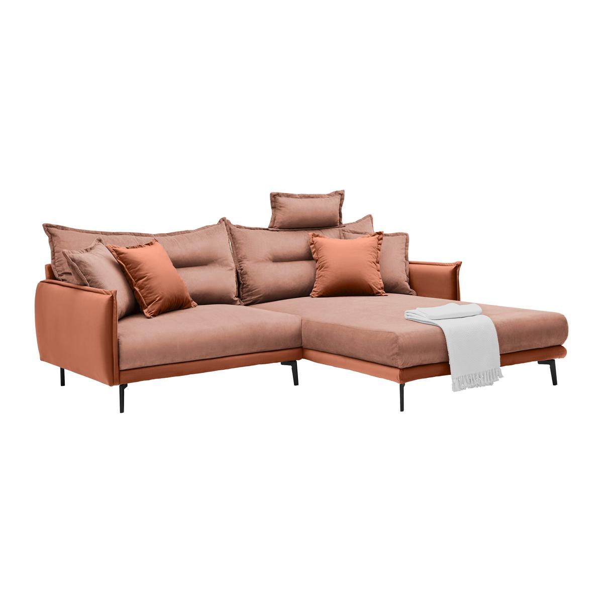 Rohová sedačka NUOVO, oboustranná, koralová - černá/korály, Moderní, kov/textil (245/190cm) - Mömax