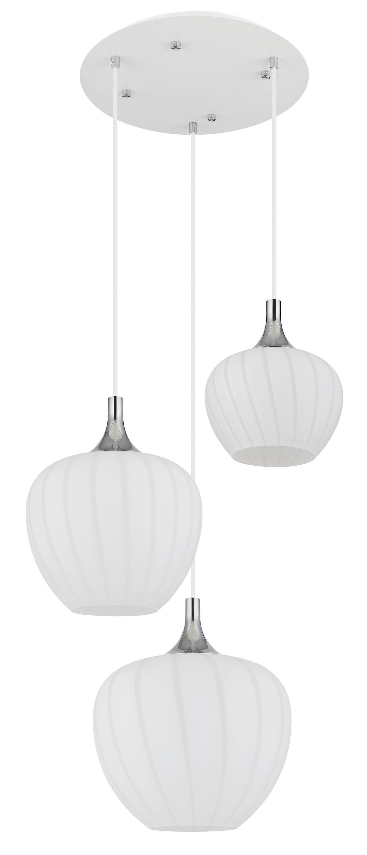 Hängeleuchte 15548-3hw - Chromfarben/Weiß, KONVENTIONELL, Glas/Metall (48/120cm) - Globo