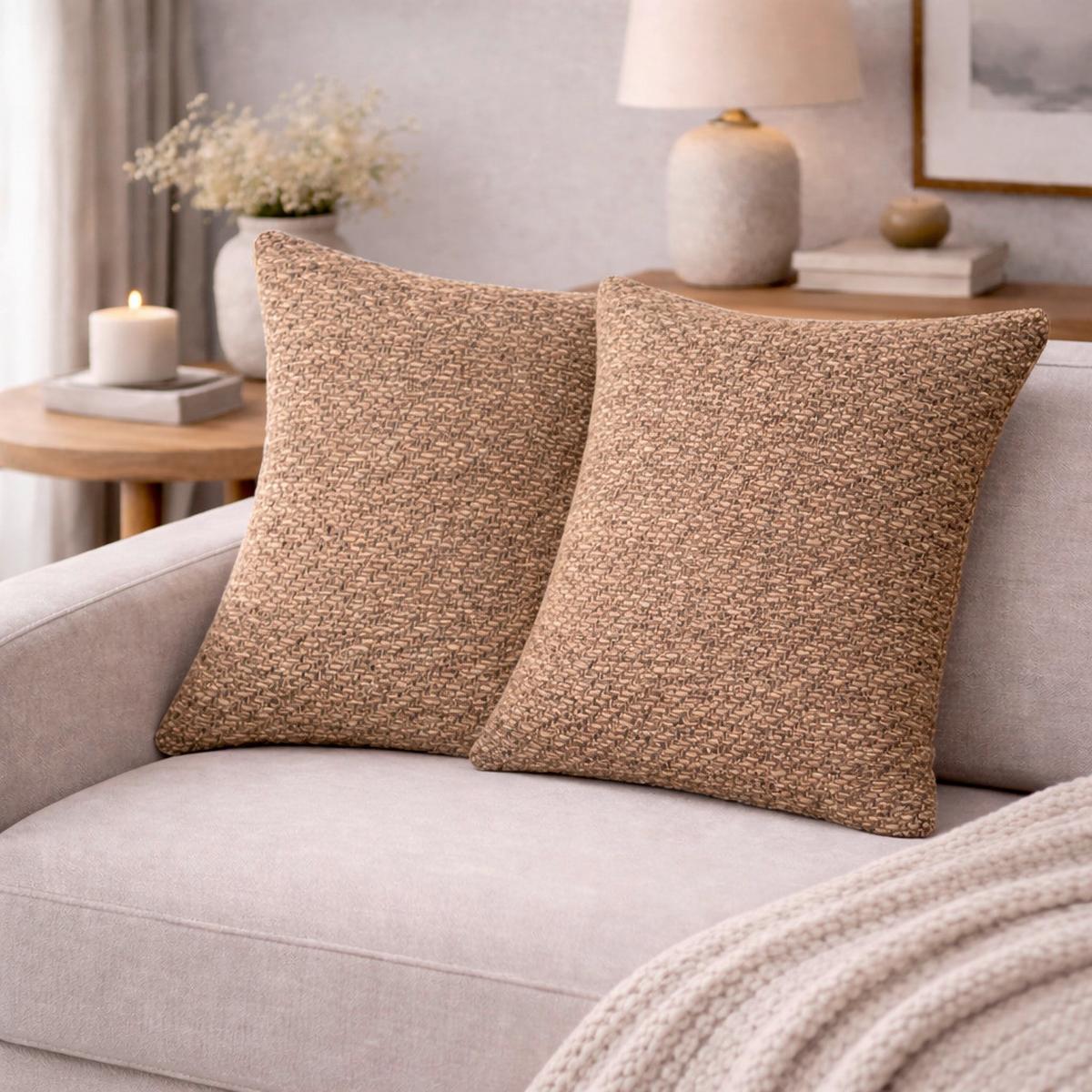 Kissenhüllen-Set Fjella - Cappuccino, Basics, Textil (50/50cm)