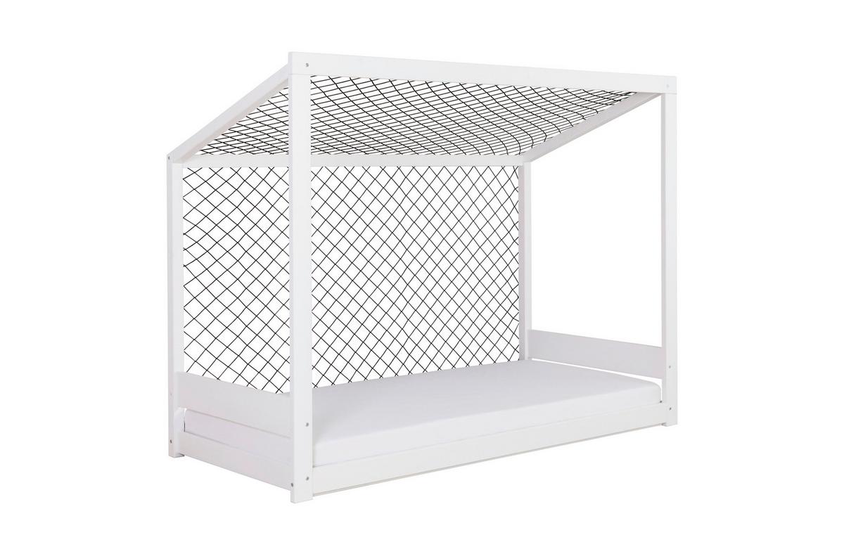 Bodenbett Mit Bettkasten 90x200 Cm Weiß - Weiß/Naturfarben, MODERN, Holz (90/200cm) - MID.YOU