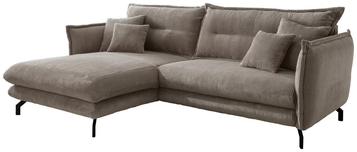 Ecksofa Lava Graubraun S: 180/255 cm - Graubraun/Schwarz, MODERN, Textil (180/255cm) - Livetastic