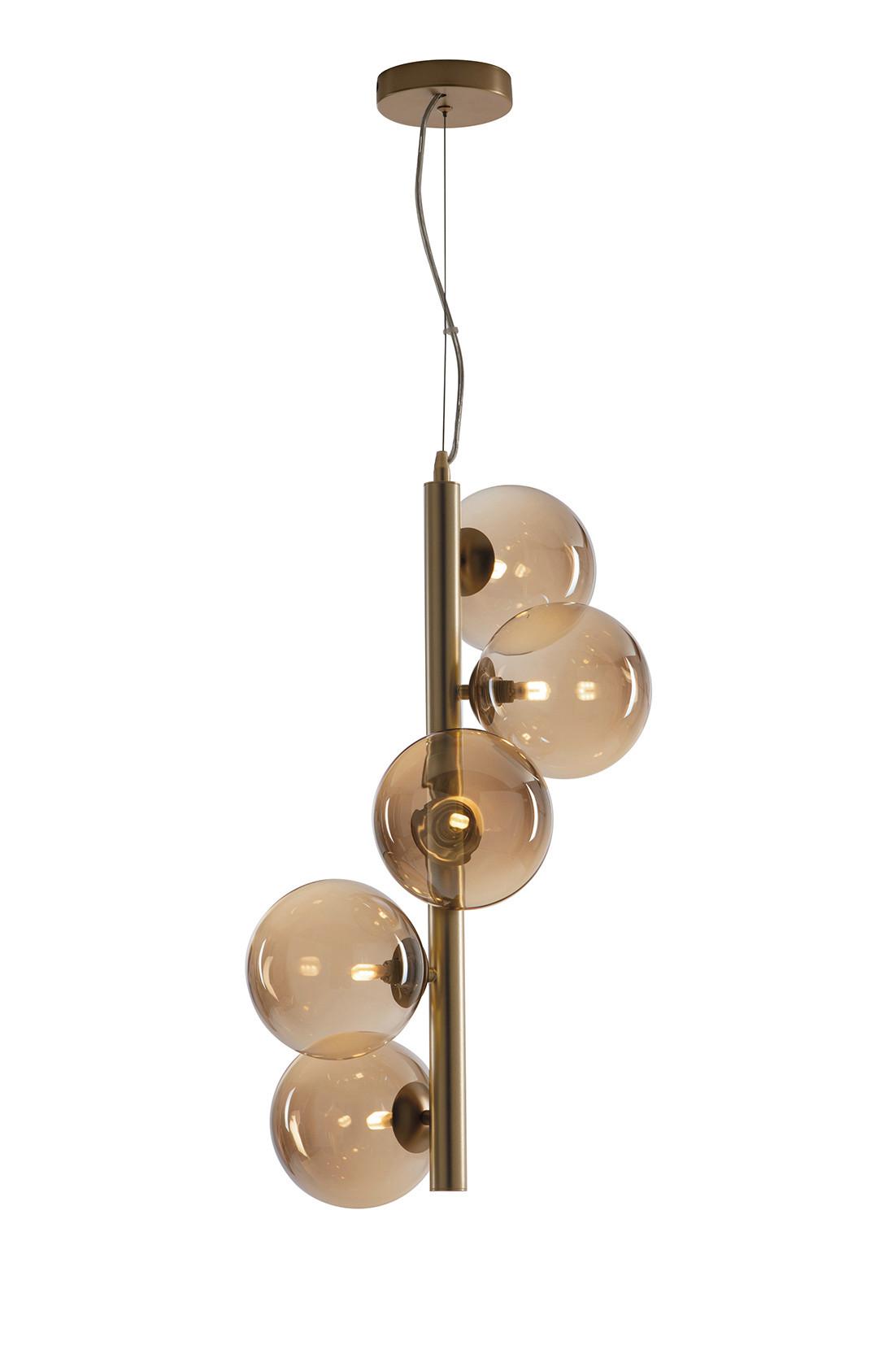 Hängeleuchte 9120-S5 Go - Champagner/Messingfarben, Basics, Glas/Metall (38,1/64,5cm)