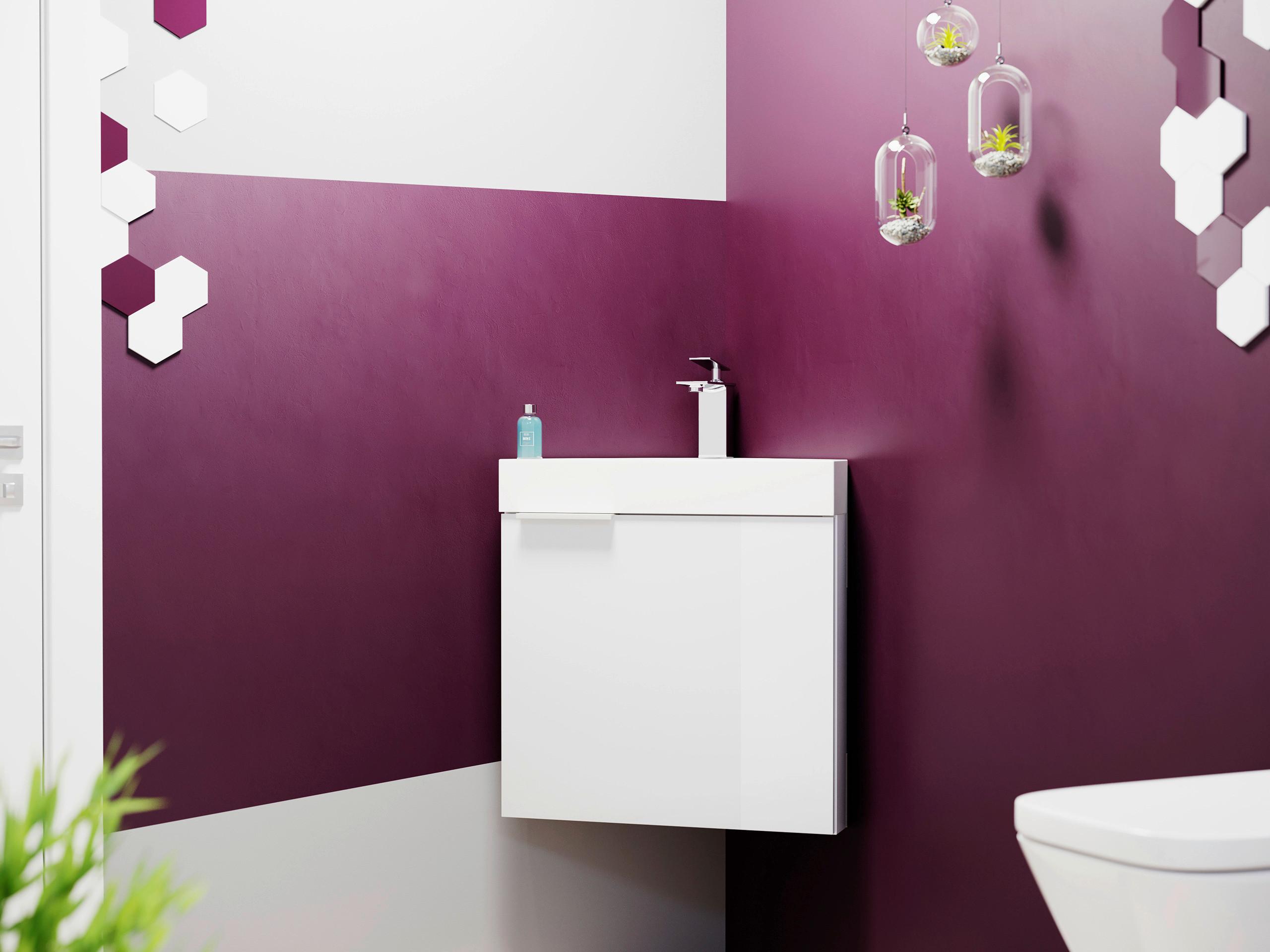 Gästebad Delta Weiß Hg B: 52,3 Cm - Weiß Hochglanz, MODERN, Holzwerkstoff/Stein (52,3cm) - MID.YOU