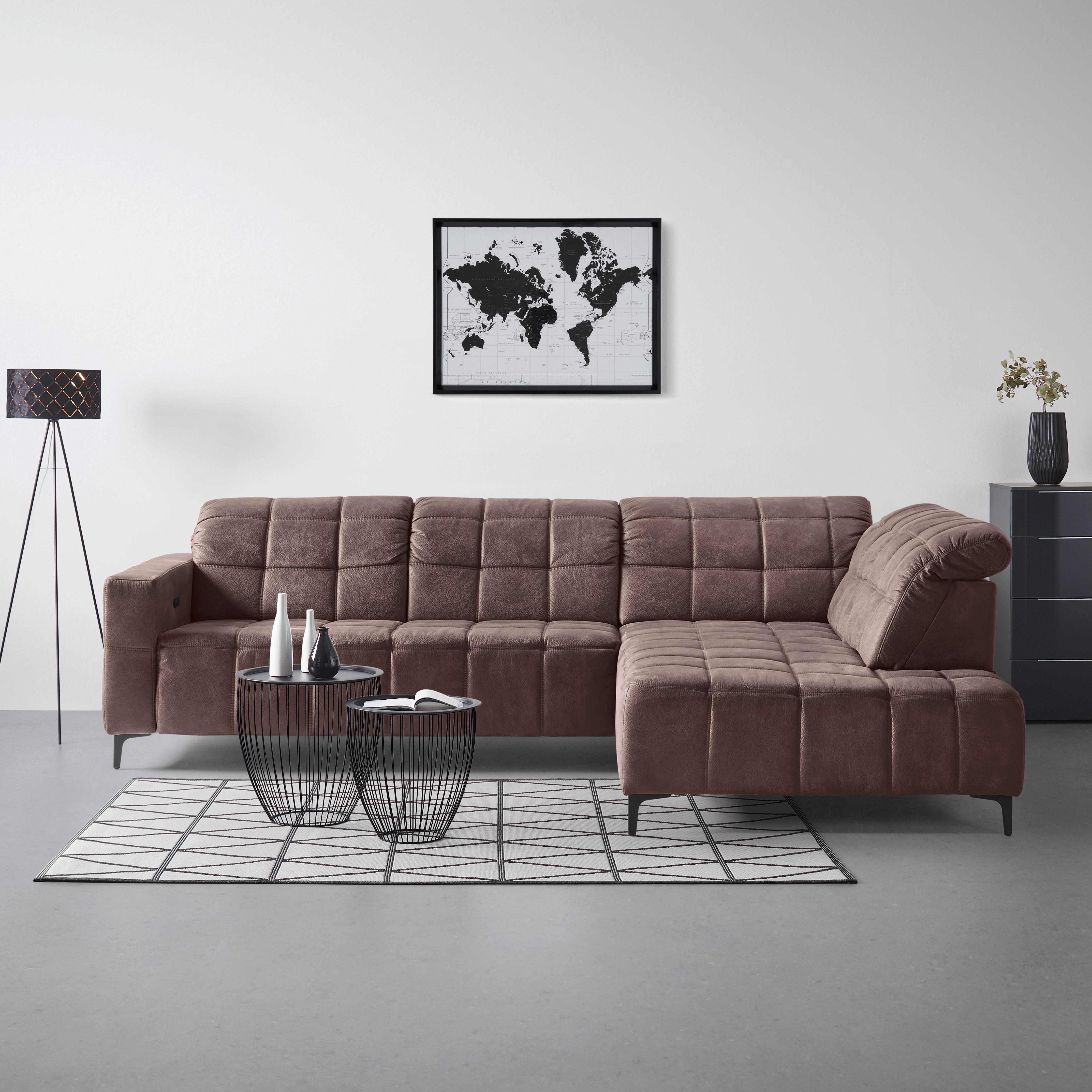 Rohová sedačka PANAMA, pravá, hnědá - černá/hnědá, Konvenční, kov/textil (304/216cm) - Premium Living