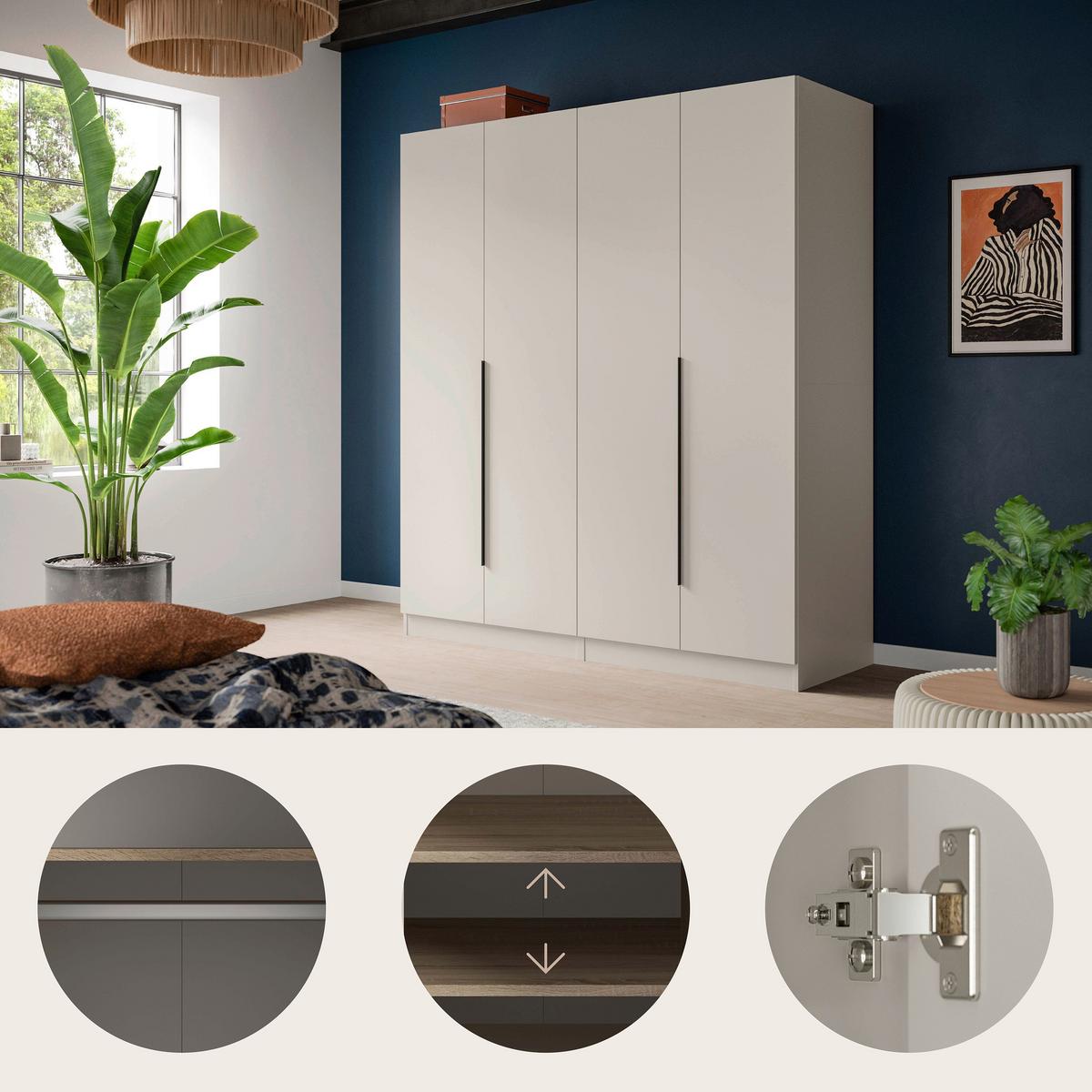 DREHTÜRENSCHRANK Kopenhagen Kaschmir B: 160cm - Kaschmir, MODERN, Holzwerkstoff (160/181/52cm) - Livetastic
