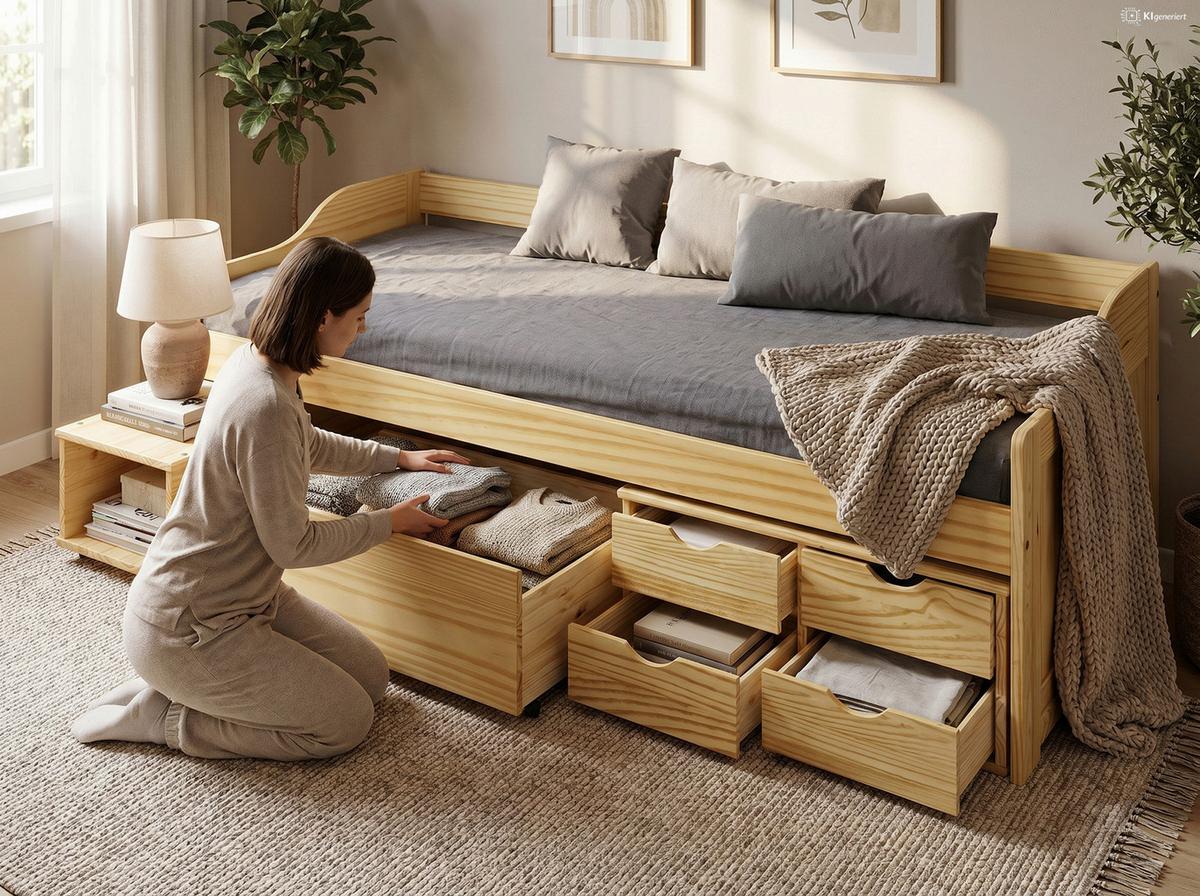 BETT BETT 205X97 CM AUS KIEFERNHOLZ - Naturfarben, Basics, Holz (90/200cm) - Livetastic