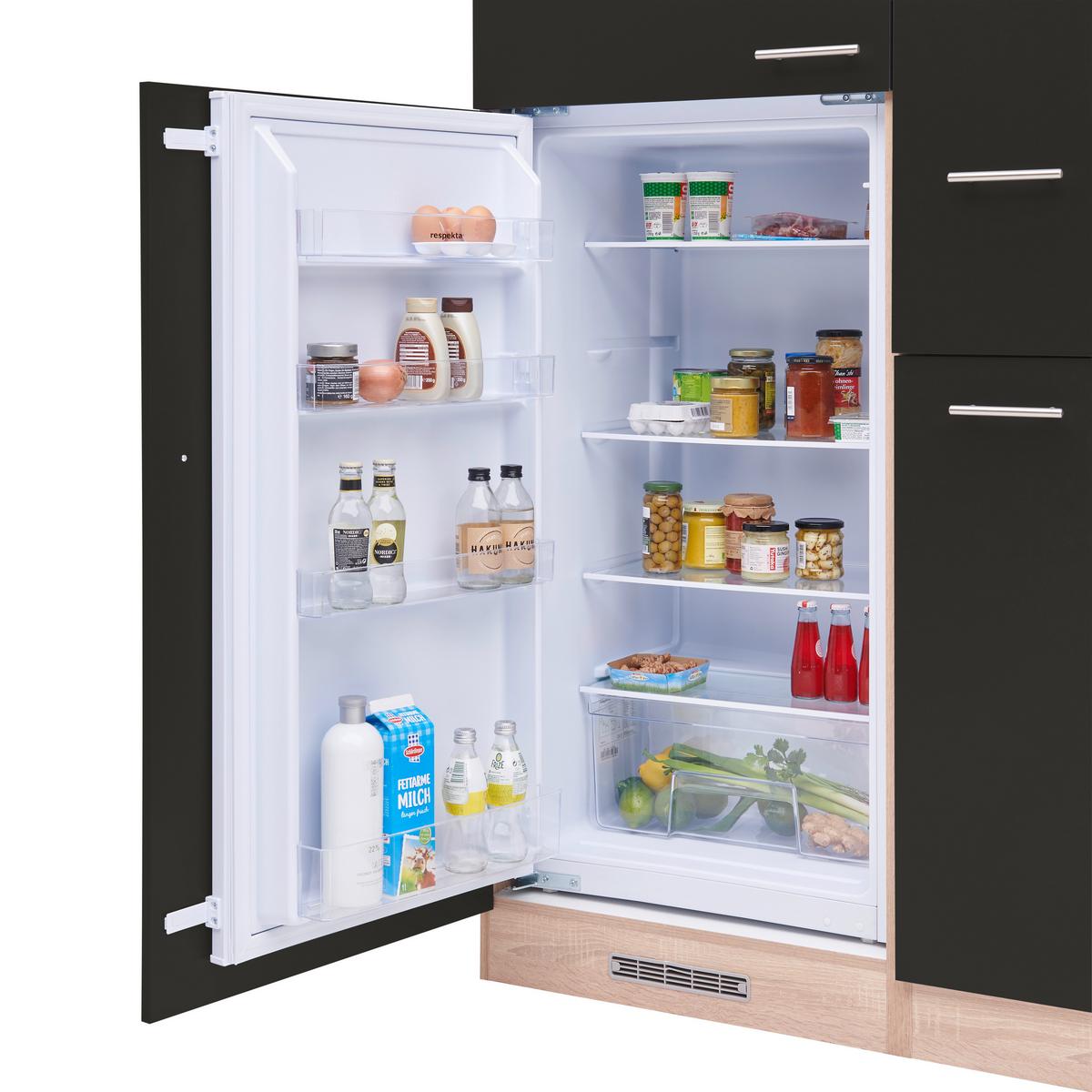 Küchenzeile Economy mit Geräten 310 cm Schwarz/Eiche Dekor - Eichefarben/Schwarz, Basics, Holzwerkstoff (310cm) - Respekta