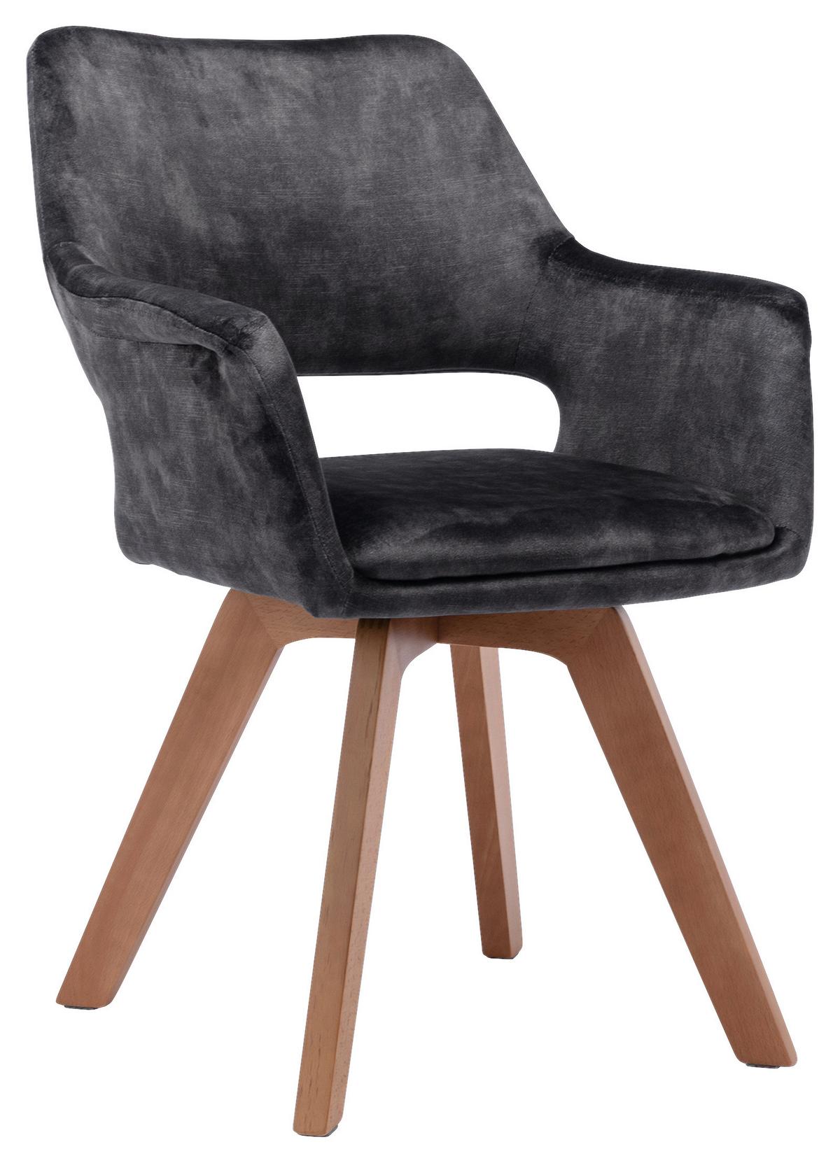 Esszimmerstuhl Klara Anthrazit /eichefarben 2-Er Set - Eichefarben/Anthrazit, Basics, Holz/Textil (52/89/63,5cm) - MID.YOU