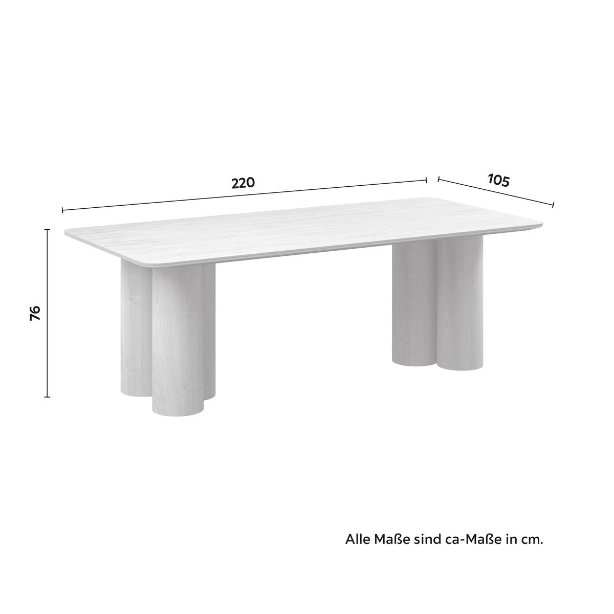 Jedálenský stôl Kiano, š: 220 cm - prírodná farba/krémová, Modern, drevo/kompozitné drevo (220/105/76cm) - Bessagi Home