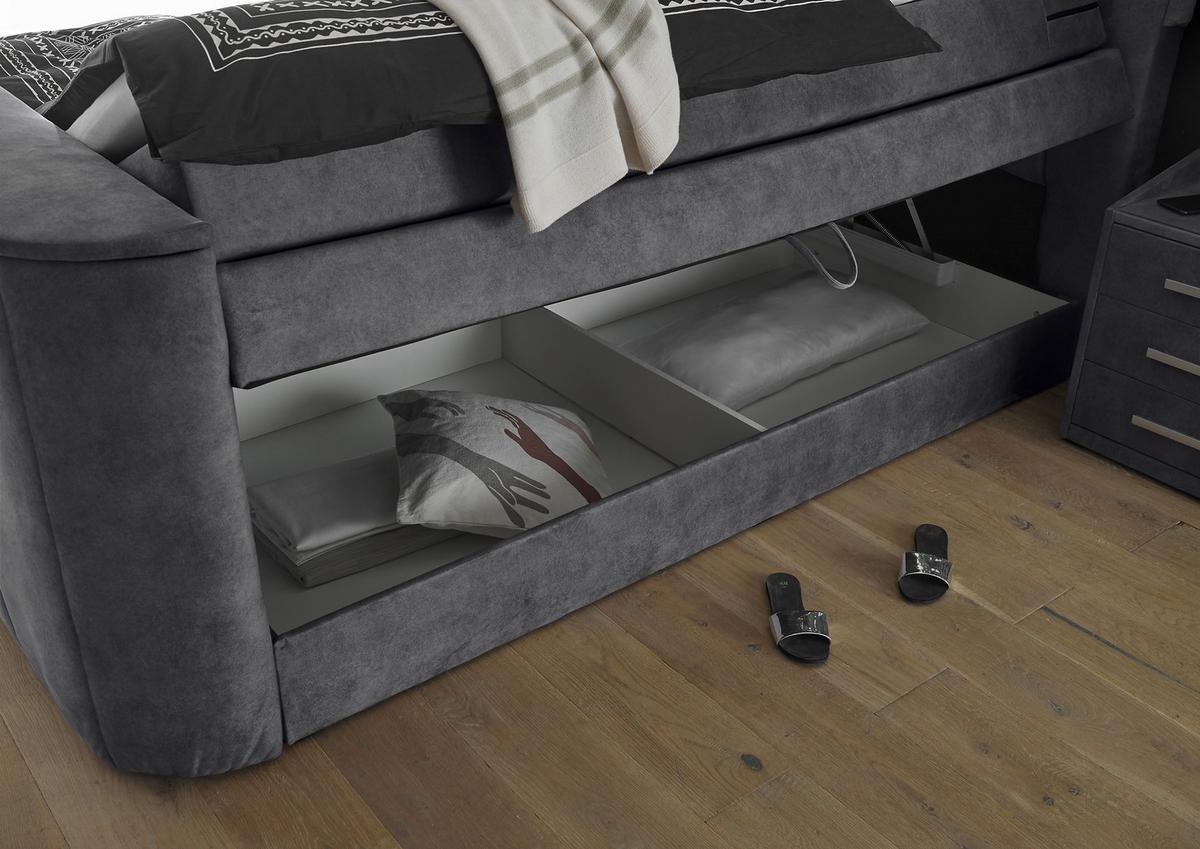 Boxspringbett Inkl. Topper 180x200 Cm Dallas - Anthrazit, MODERN, Holzwerkstoff/Textil (180/200cm) - MID.YOU