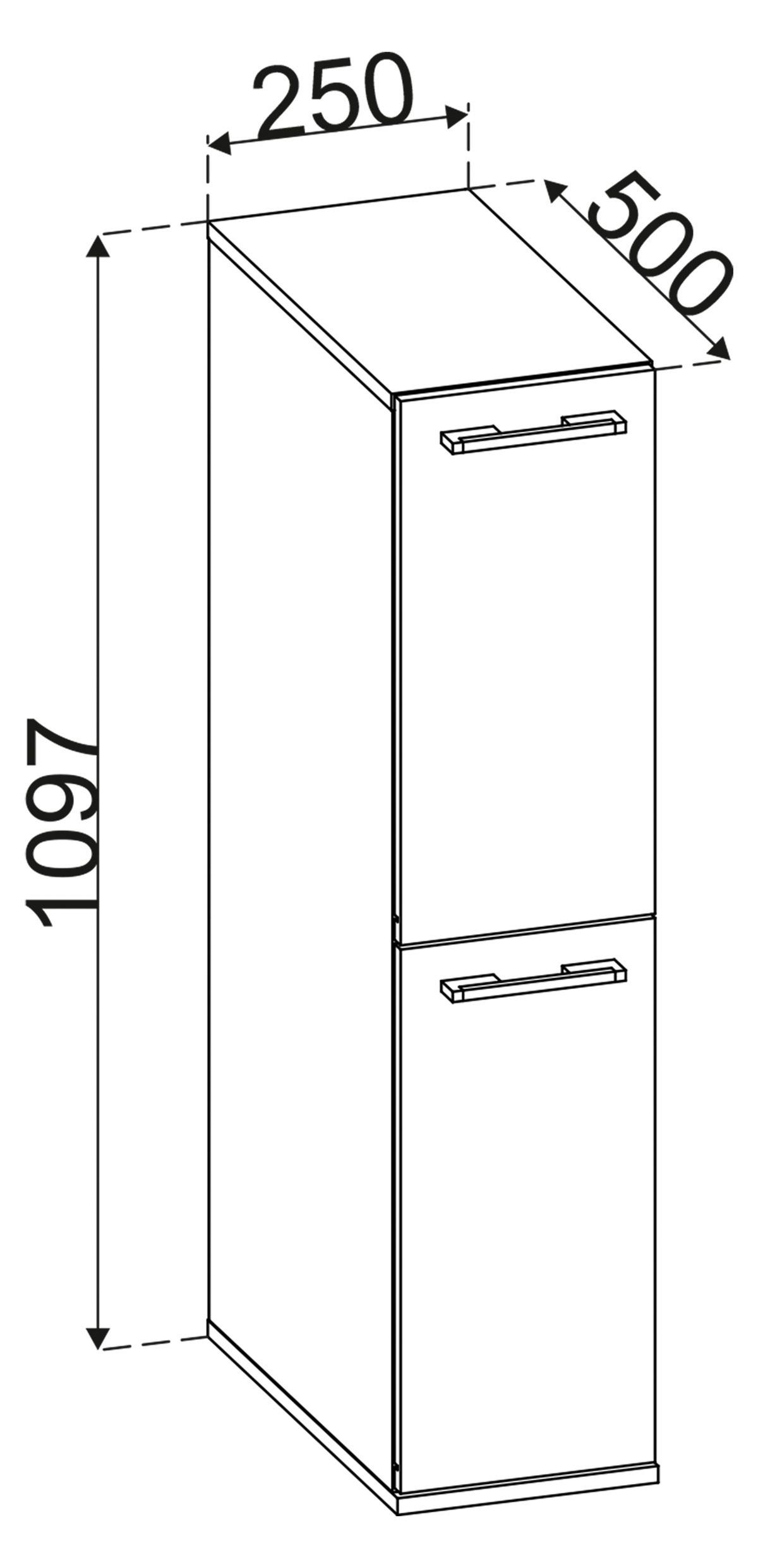 Midischrank Sadilo L - Anthrazit/Schwarz, MODERN, Holzwerkstoff (25/110/50cm) - MID.YOU