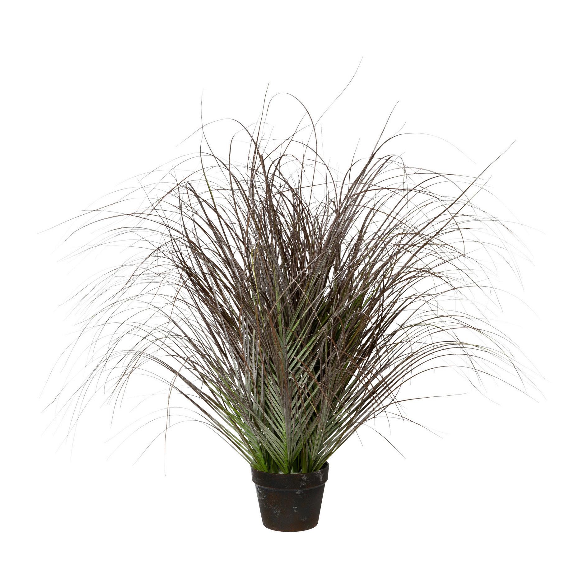Kunstpflanze Schilfgras Grün H: 95 cm mit Topf - Schwarz/Grün, Trend, Kunststoff (95cm)