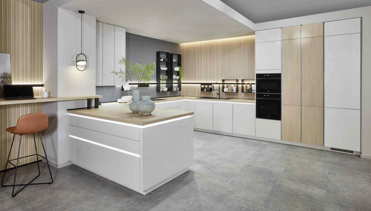 Einbauküche Seidengrau Hgl. Planbar In Seidengrau Hgl - Hellgrau, MODERN, Holzwerkstoff - Vertico